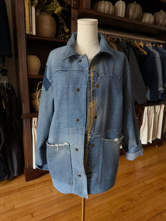 #15 Reworked vintage denim chore coat. Size S