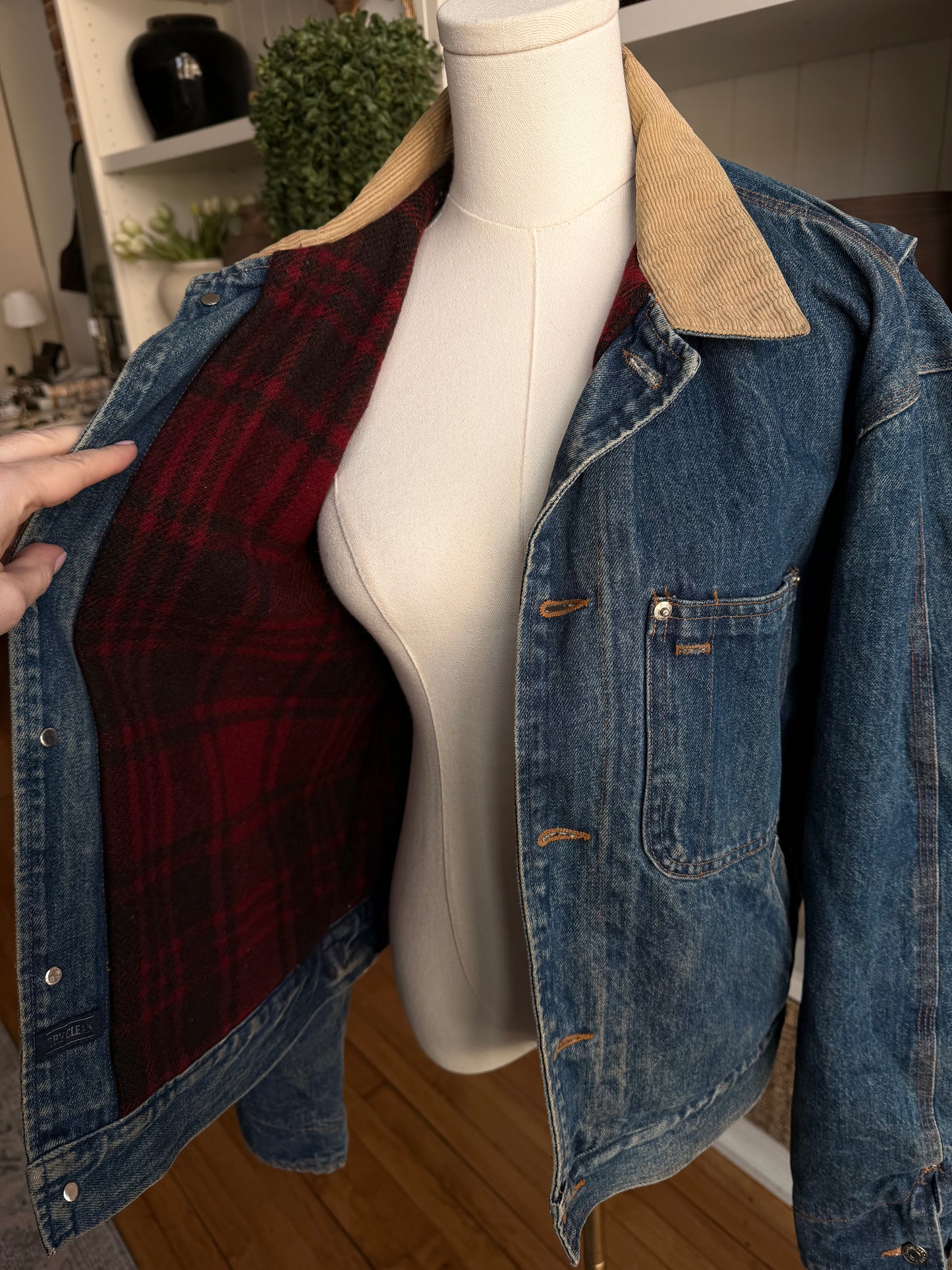 80s Polo Ralph Lauren denim wool lined denim jacket. Made in the USA