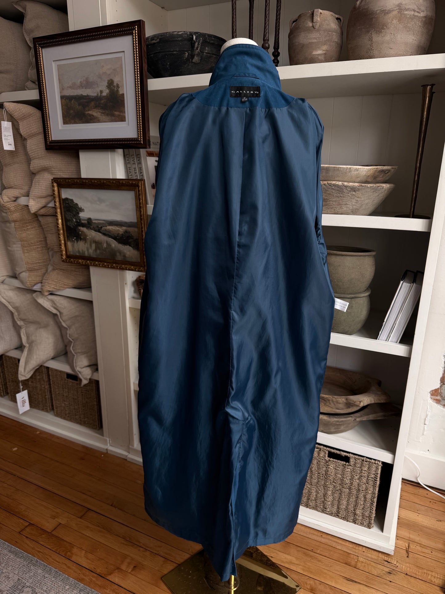 90s Gallery blue trench. Made in Hong Kong