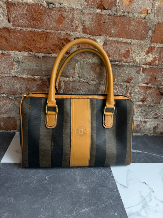 80s Fendi Pequin Boston bag with original duster bag and gift bag