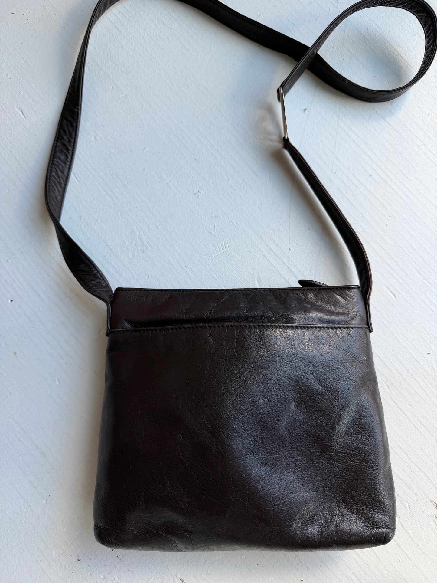 00s Ralph Lauren dark brown leather crossbody
