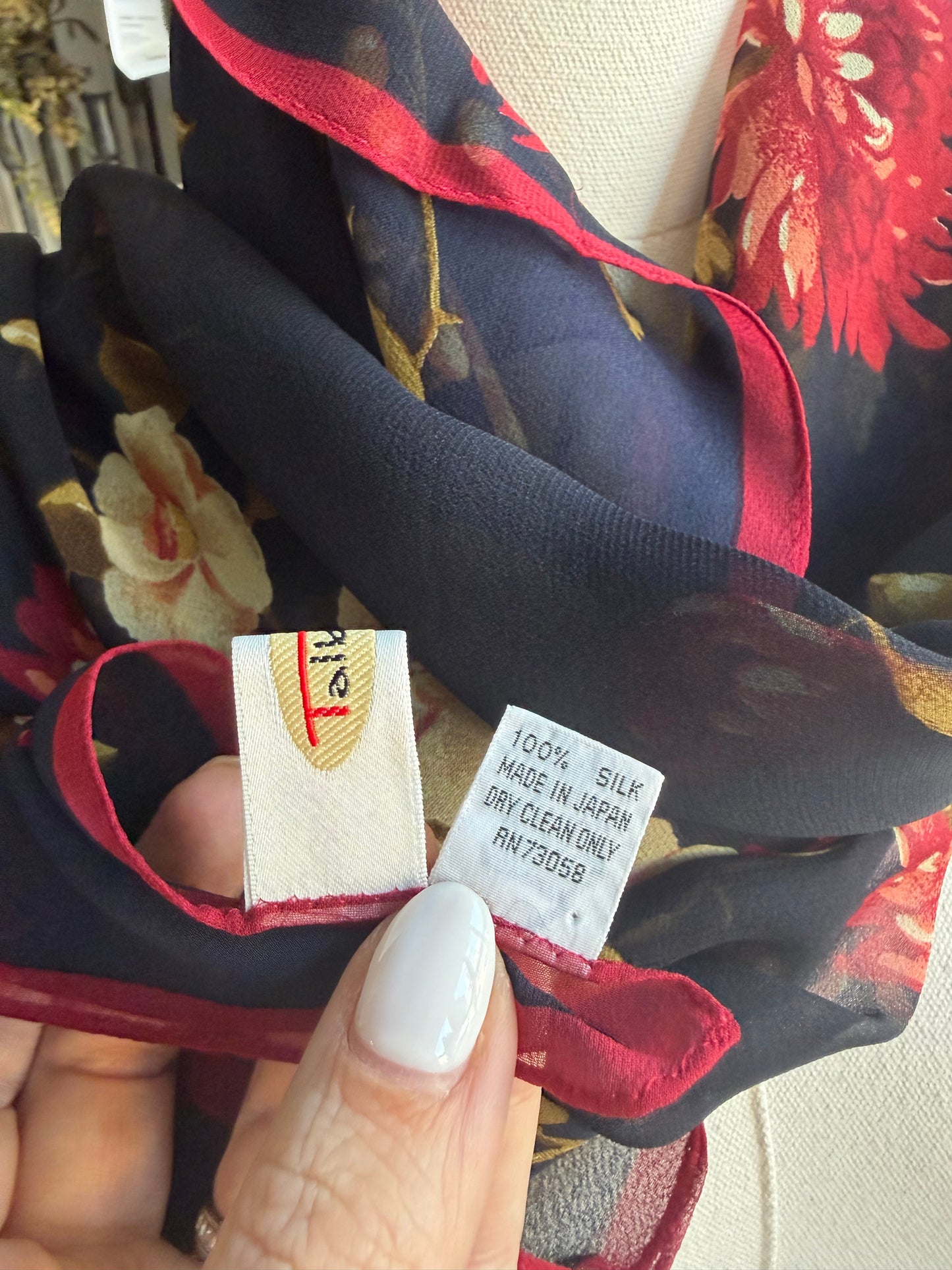 90s Talbots silk scarf. Made in Japan