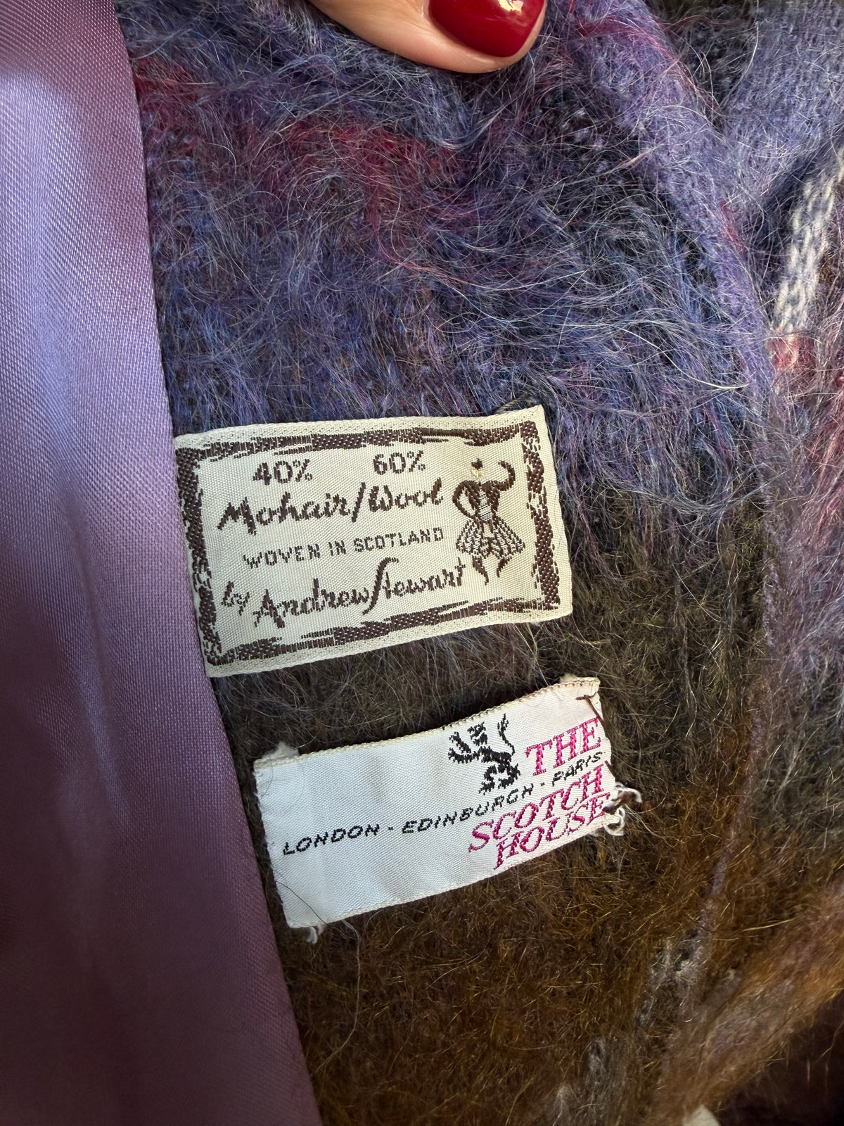 Vintage Mohair/wool plaid overcoat. Made in Scotland