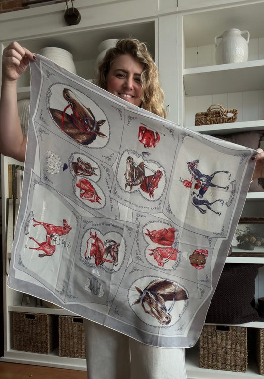 Vintage silk scarf with hand rolled edges