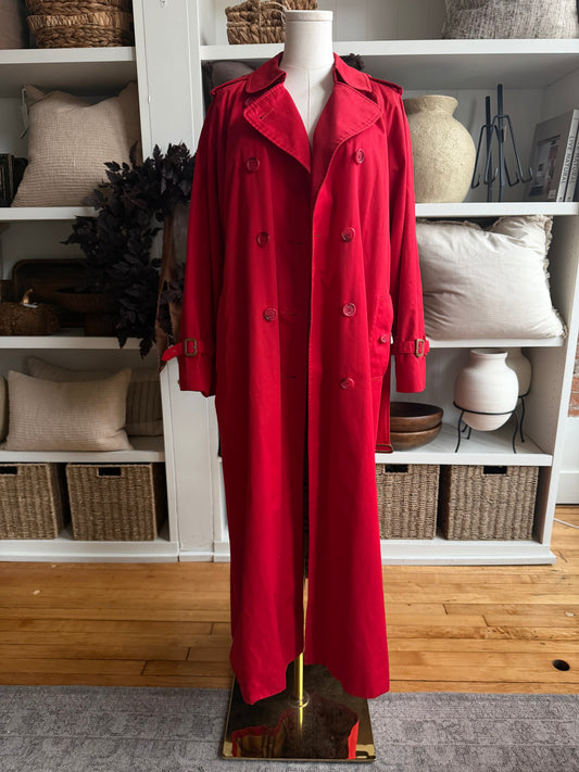 Vintage Red Burberry trench. Fits S-L