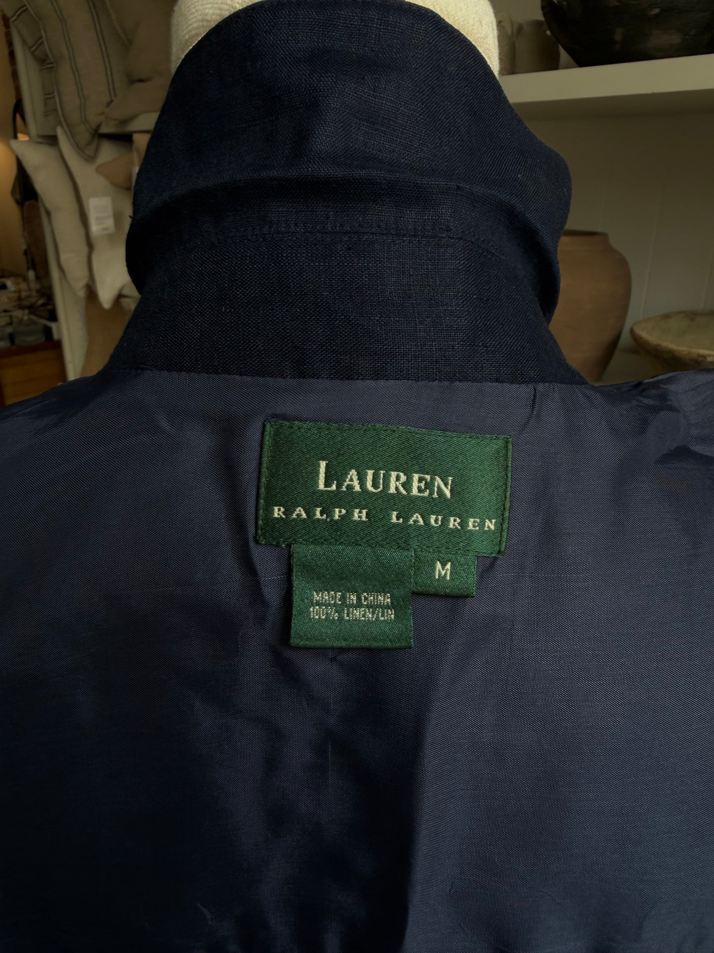 90s Lauren Ralph Lauren navy linen chore coat