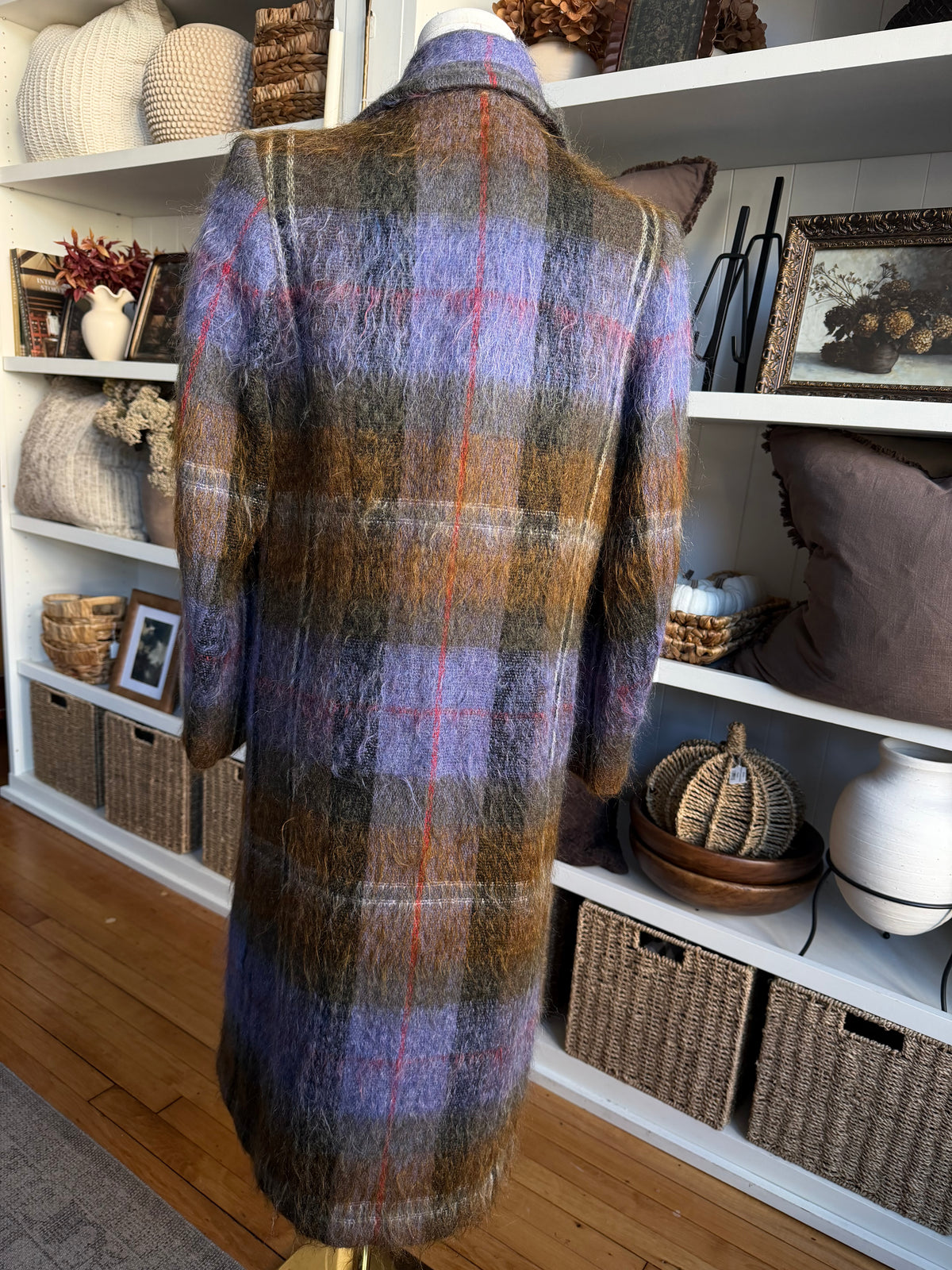 Vintage Mohair/wool plaid overcoat. Made in Scotland