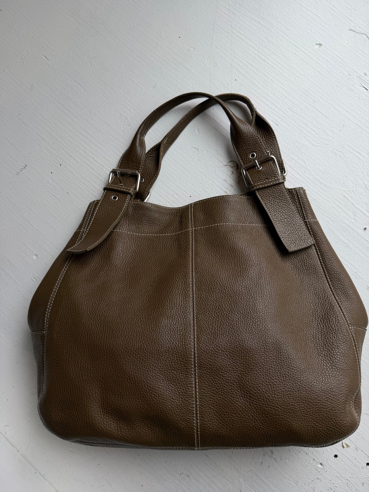 00s Maurizio Taiuti green leather satchel. Made in Italy