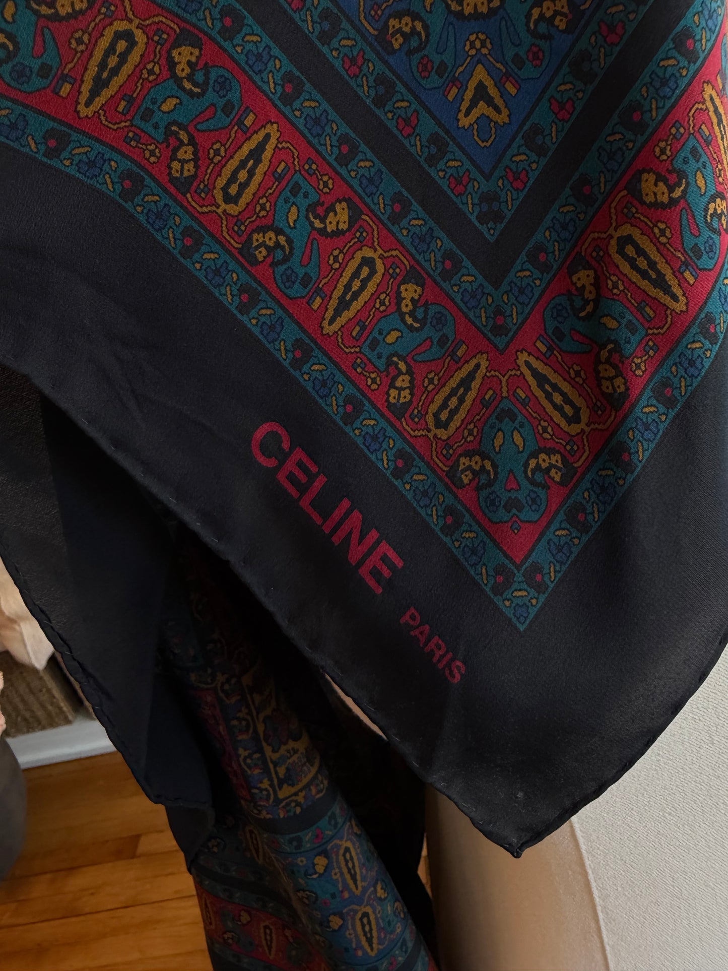 Paris Celine vintage silk scarf #8