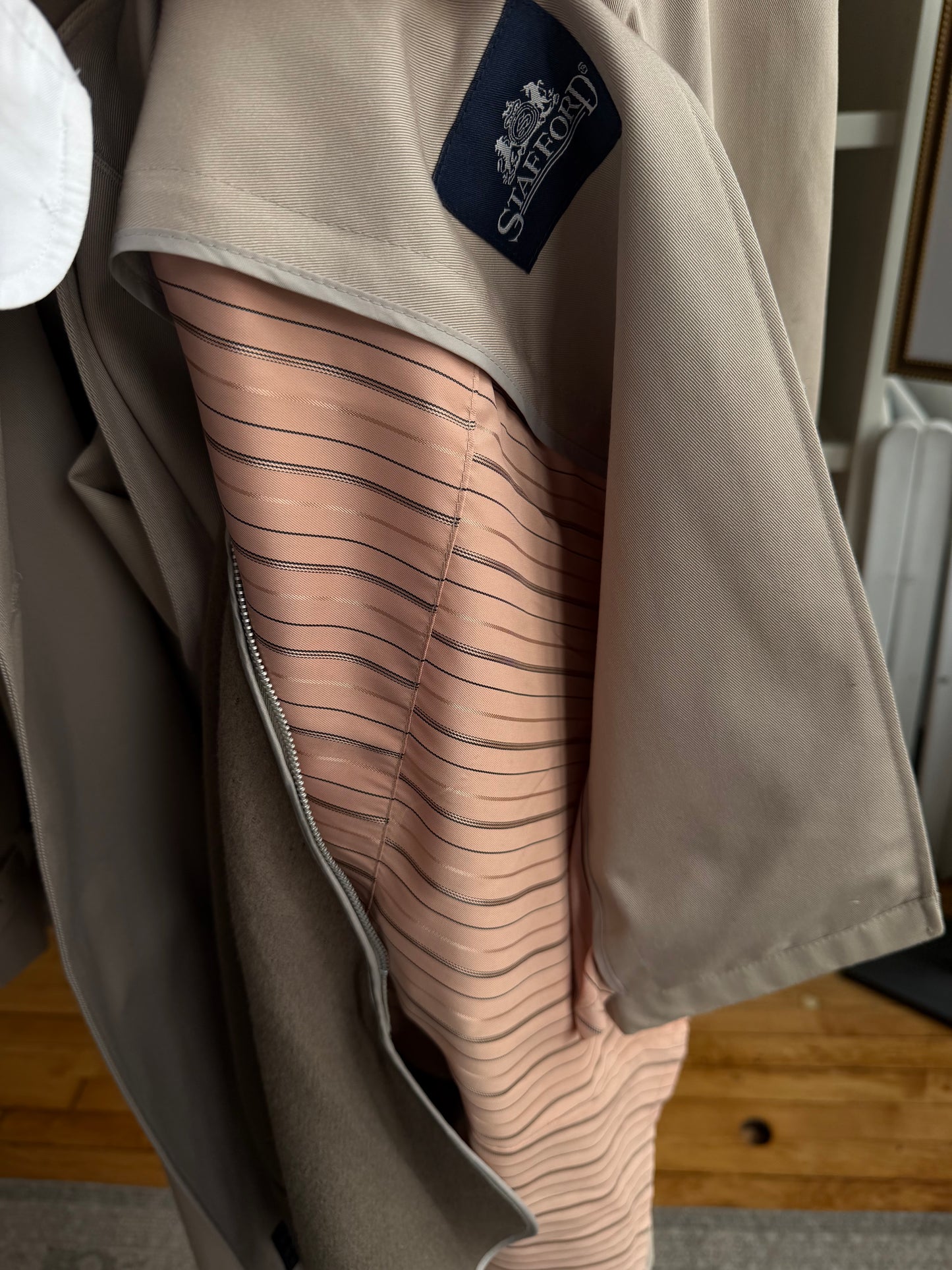 80s/90s Stafford khaki trench with zip out wool lining