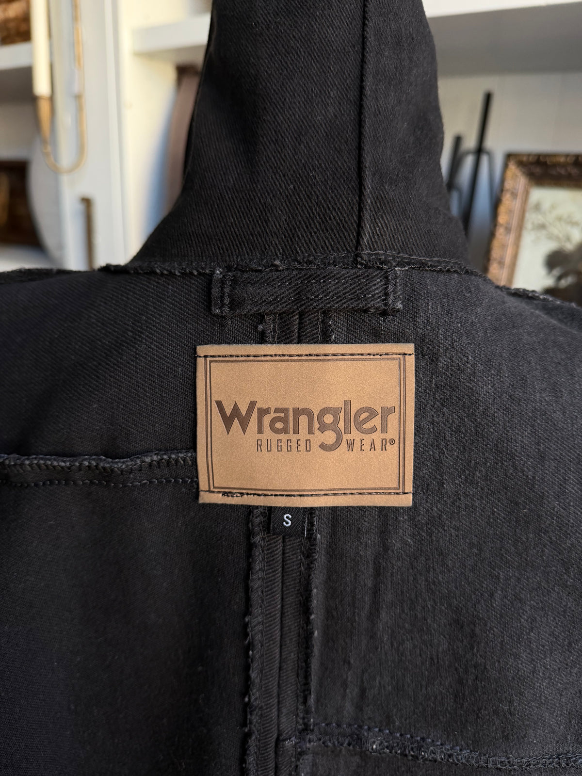 #8 Reworked black denim trench. Size S
