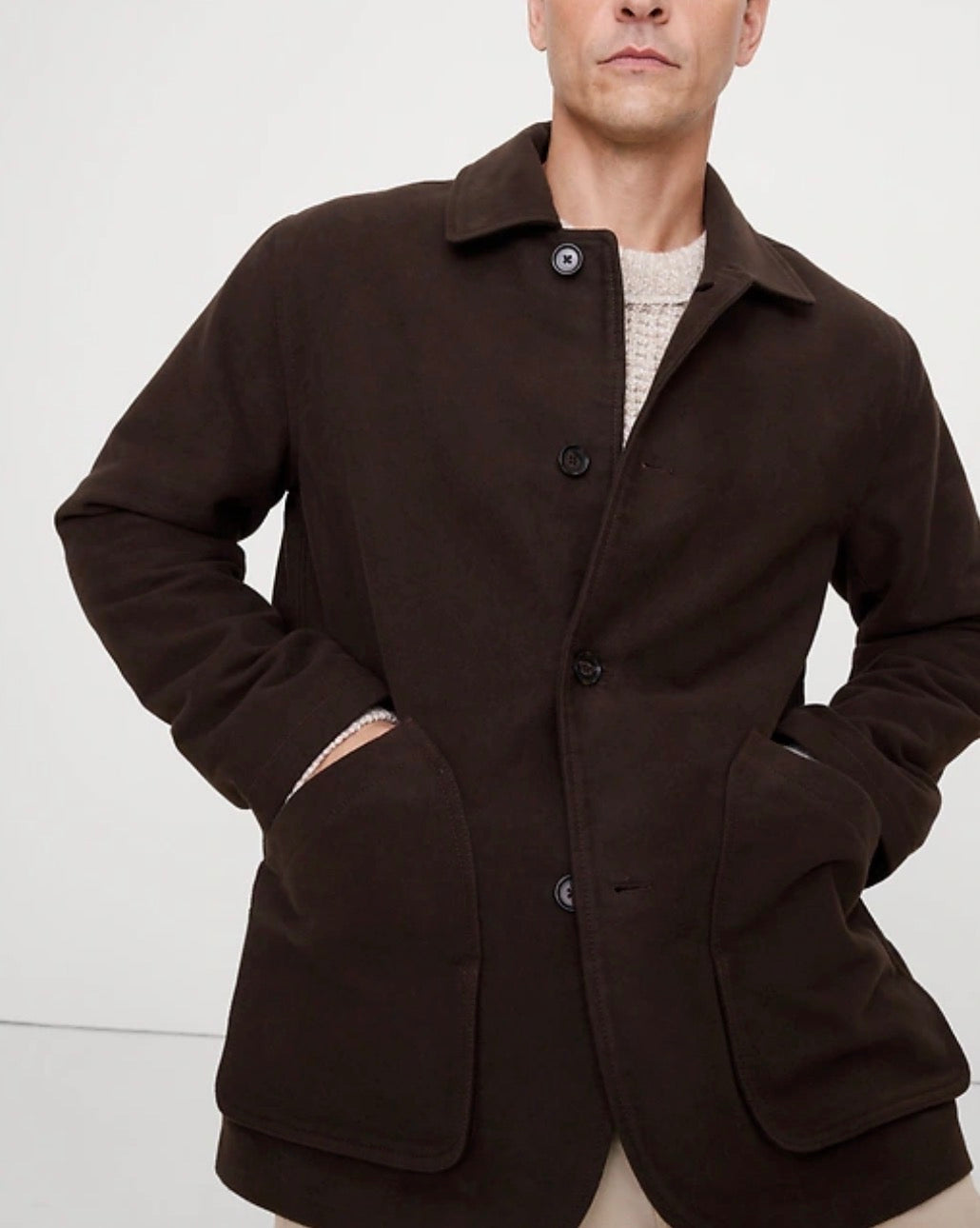 Banana Republic Italian Moleskin barn jacket in dark brown. Size L