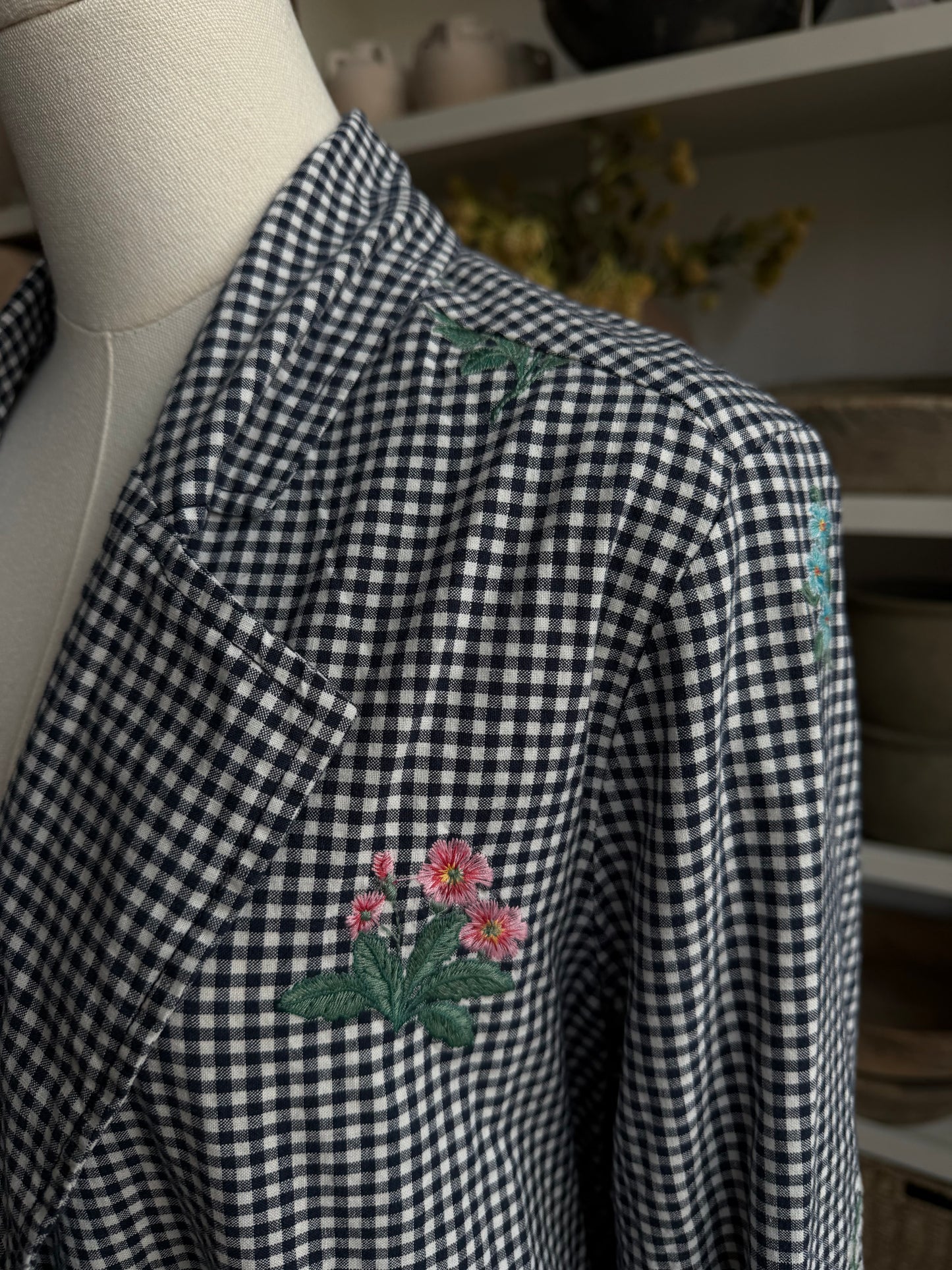 Sundance gingham trench with floral embroidery