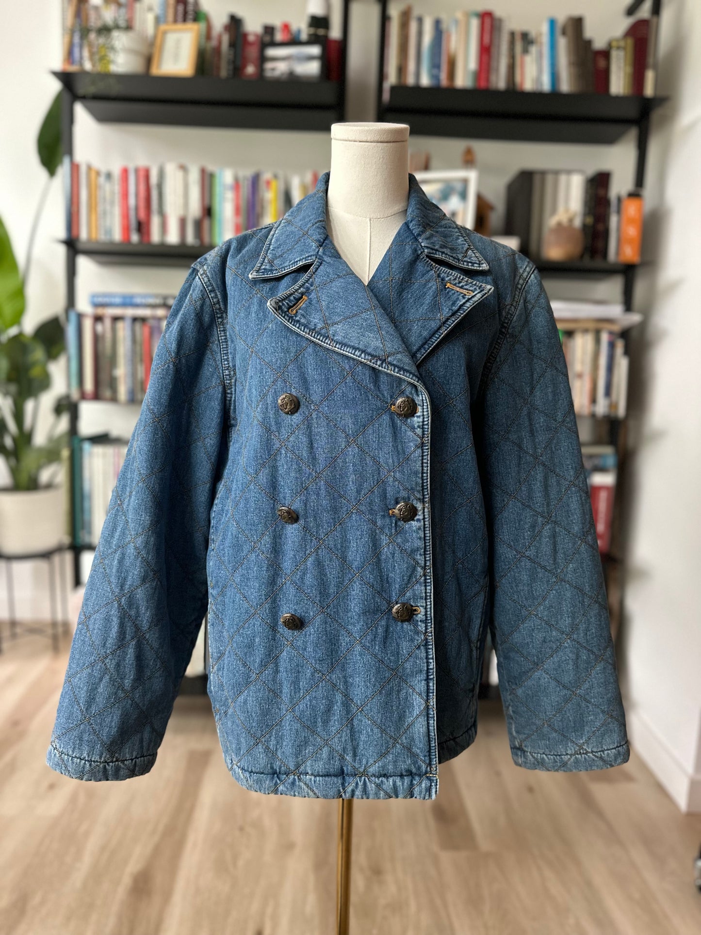 90s Lauren by Ralph Lauren quilted denim jacket. Made in Hong Kong