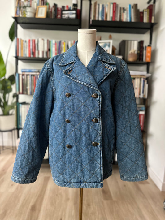 90s Lauren by Ralph Lauren quilted denim jacket. Made in Hong Kong