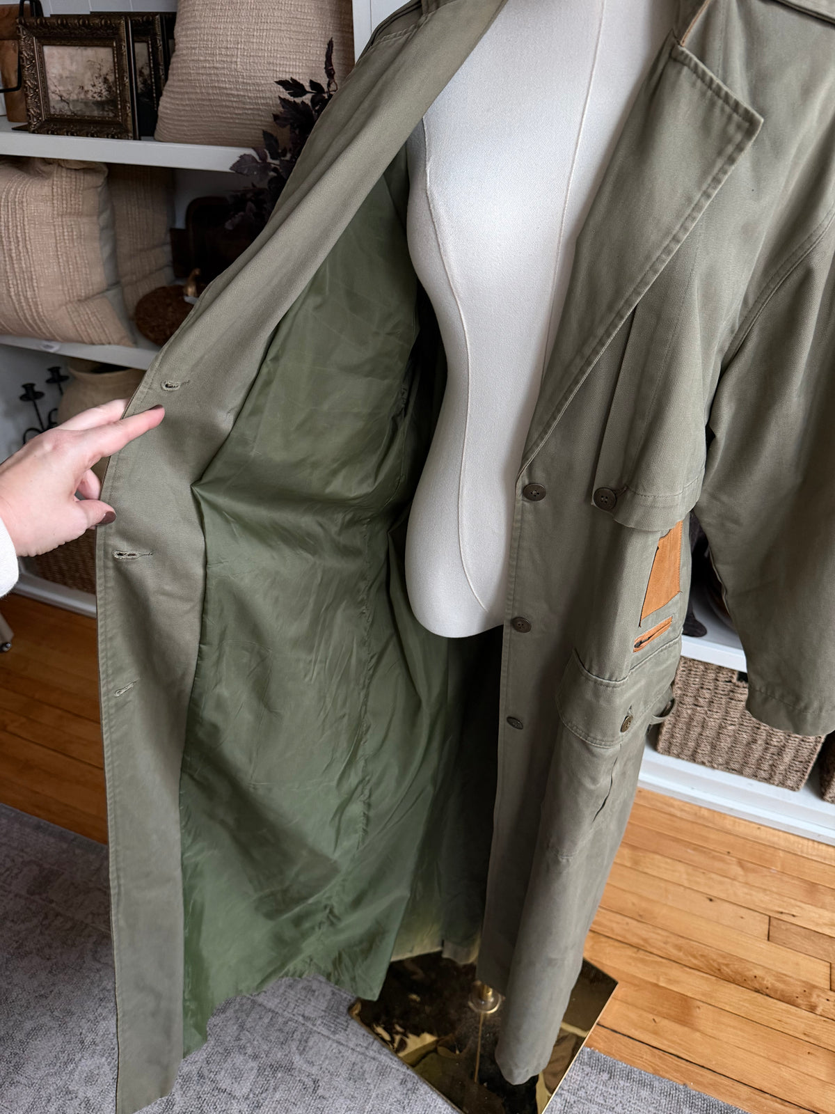 90s Together! green military inspired trench. Fits S-L