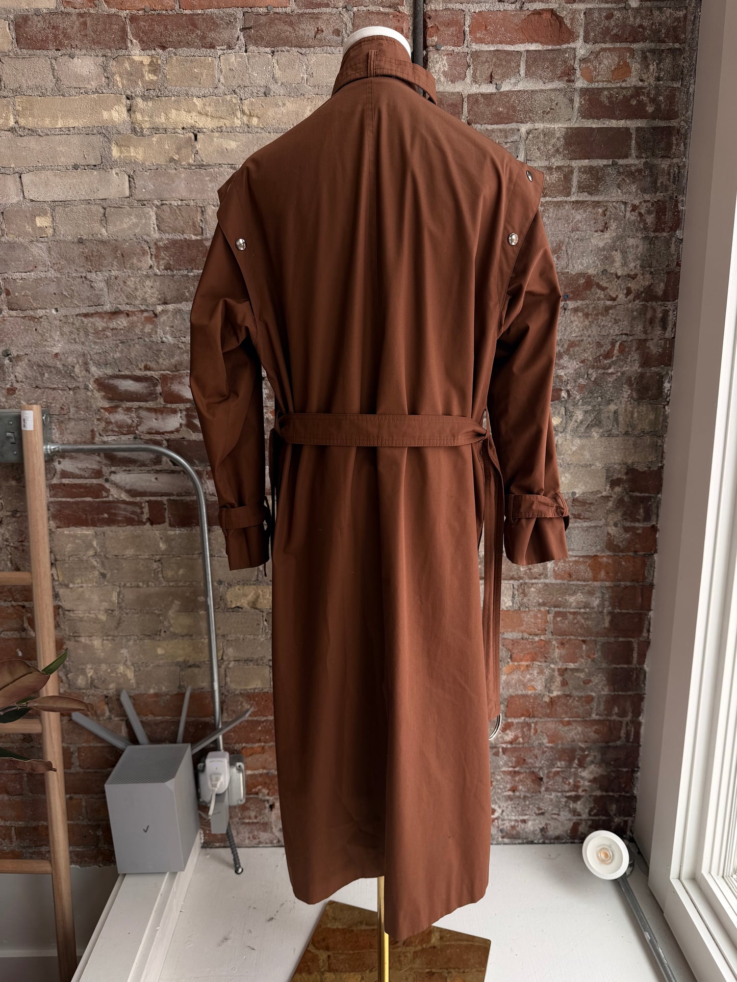 60s/70s Drizzle brown light weight trench. Made in USA