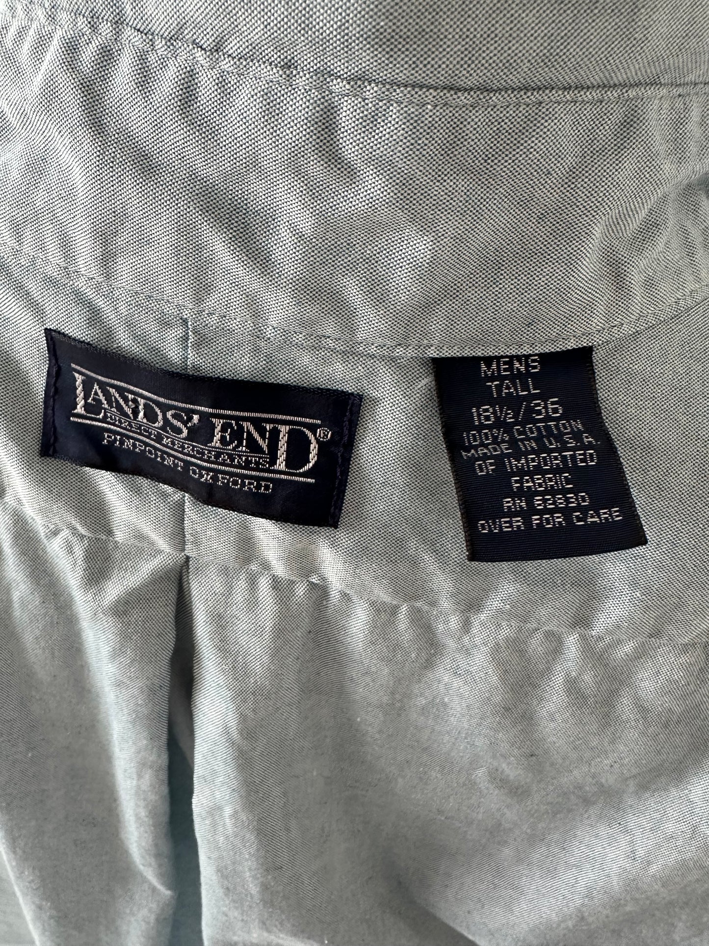 90s Lands’ End green/blue Oxford. Made in USA
