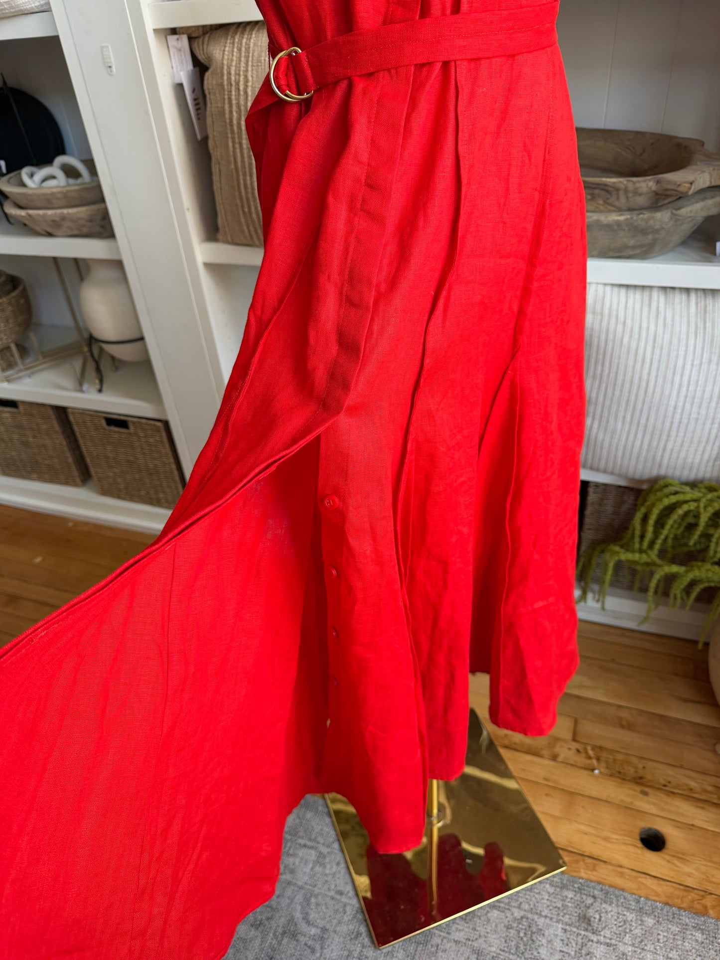 JCrew Seamed linen dress with removable belt. Size M Tall. NWT