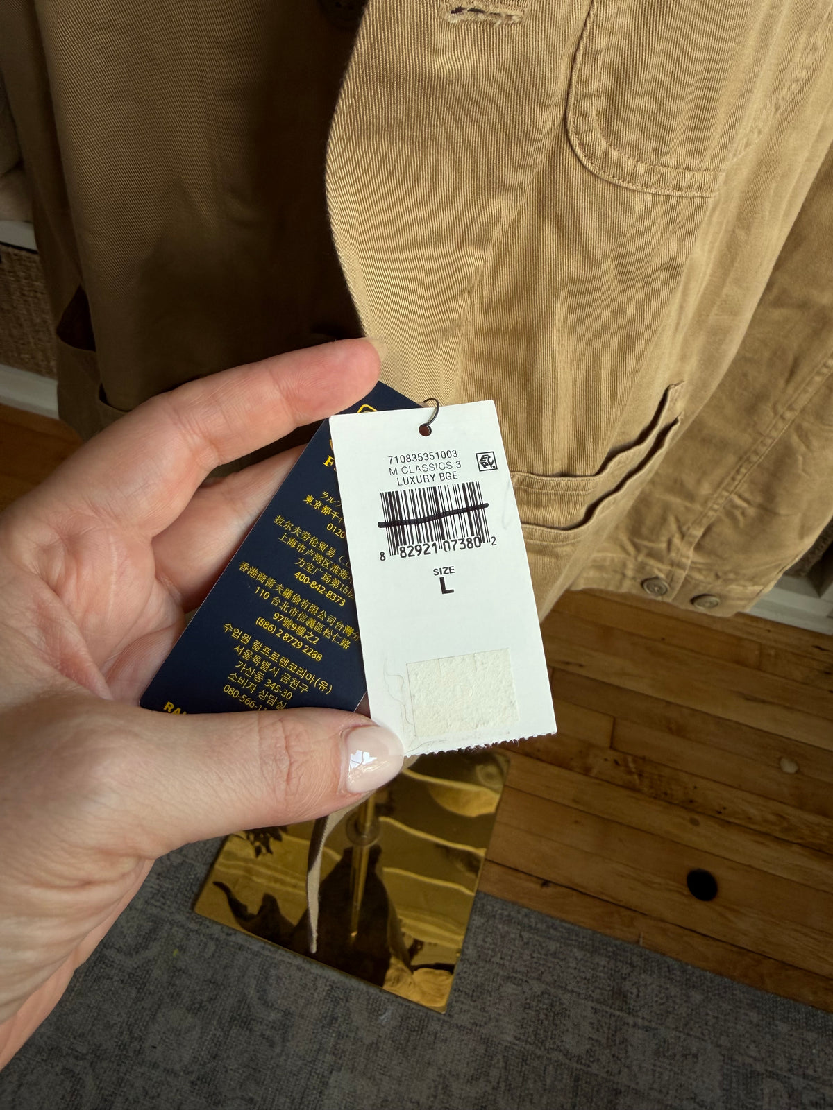 Polo Ralph Lauren light weight khaki barn coat. New with tags. Fits M-XL