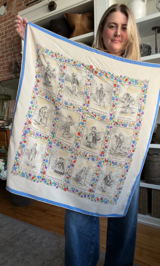 Paris vintage silk scarf #22