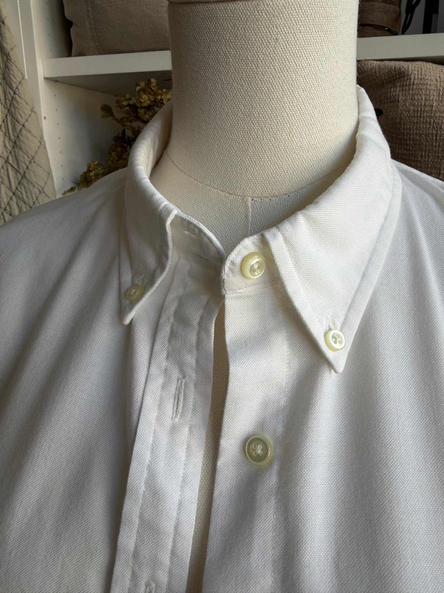 90s Lands End white oxford button down