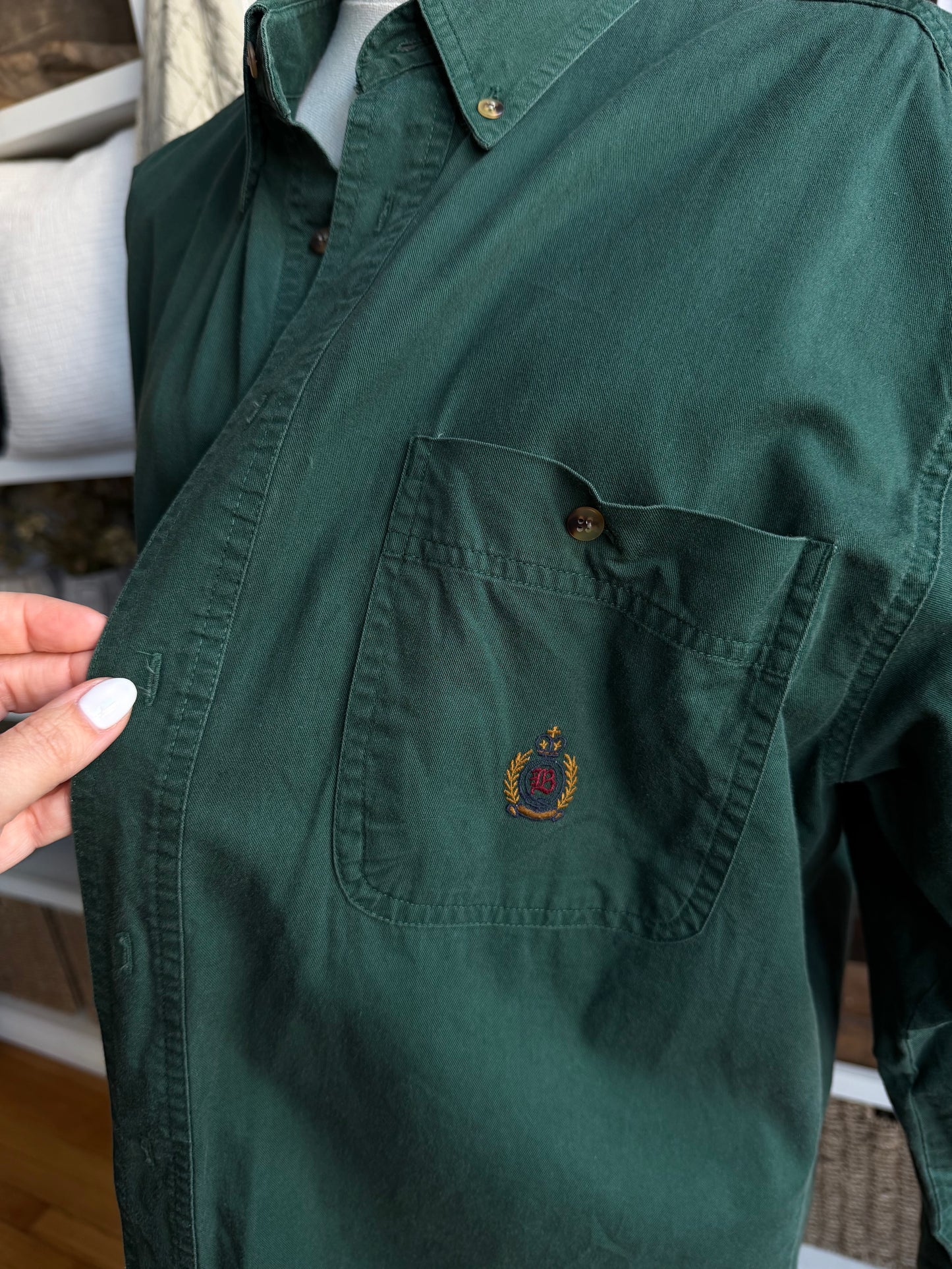 90s Bugle Boy hunter green cotton button down