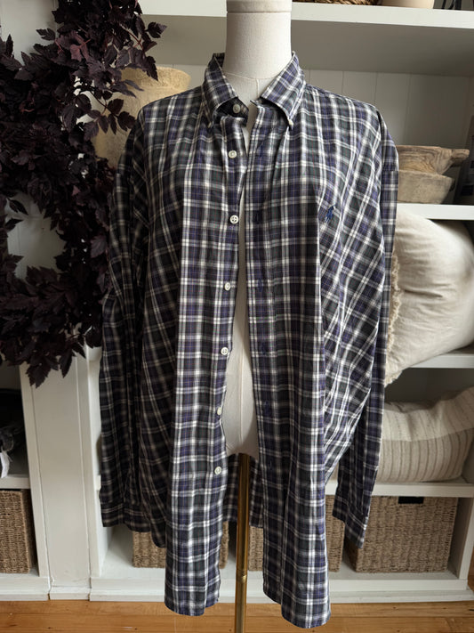 90s Ralph Lauren Blake plaid button down. Made in Hong Kong. Fits M-XL