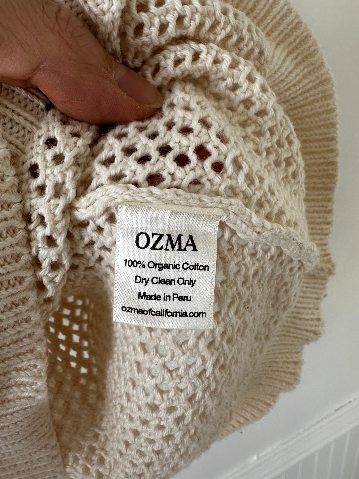 OZMA open knit cotton sweater. Size medium
