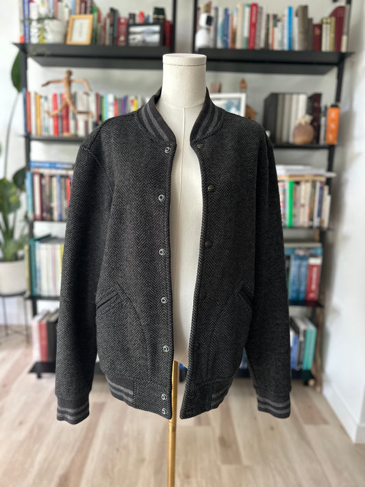 00s Polo Ralph Lauren grey herringbone bomber