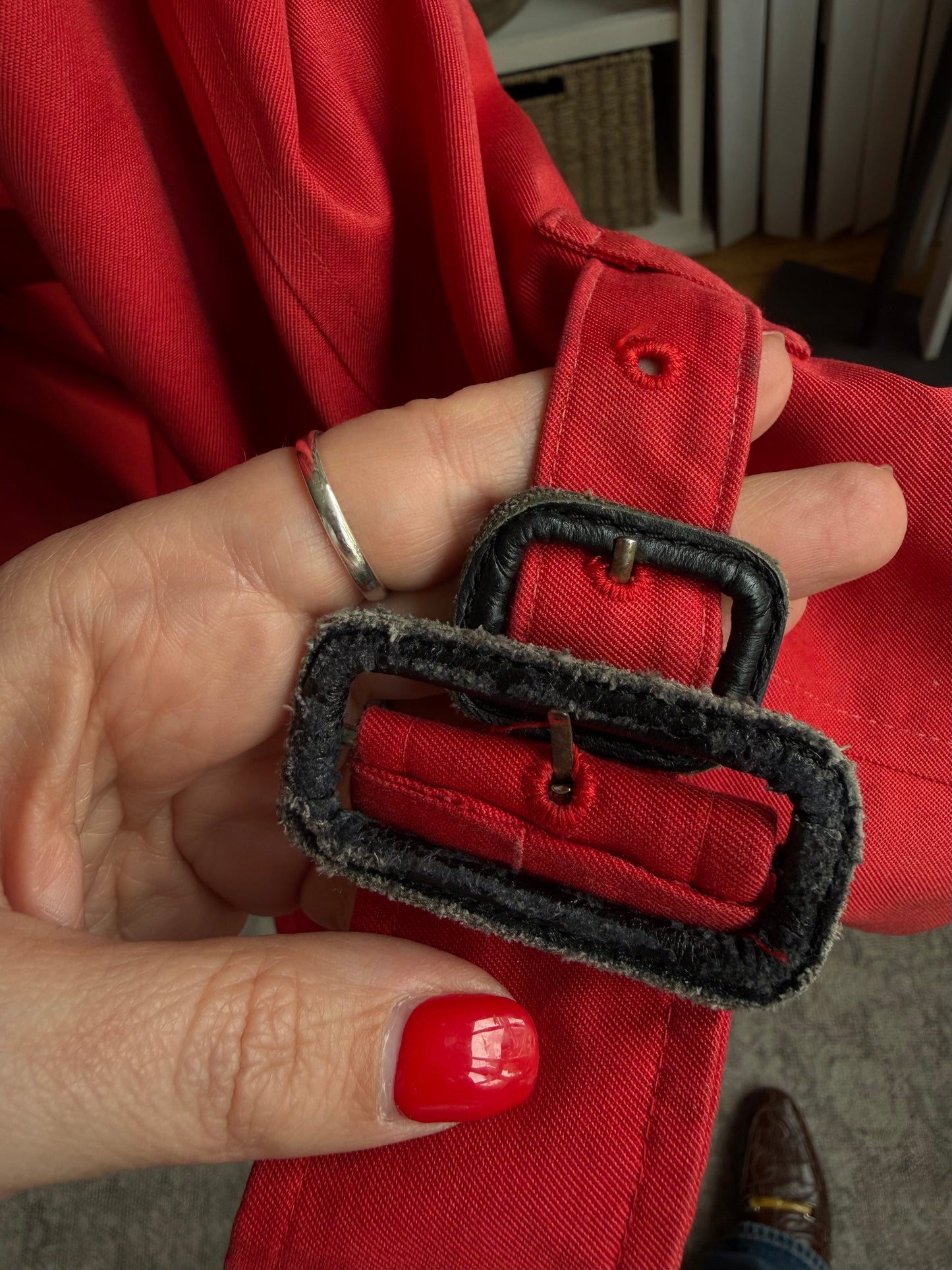 Vintage Burberry red trench. Made in England. Sourced in Paris