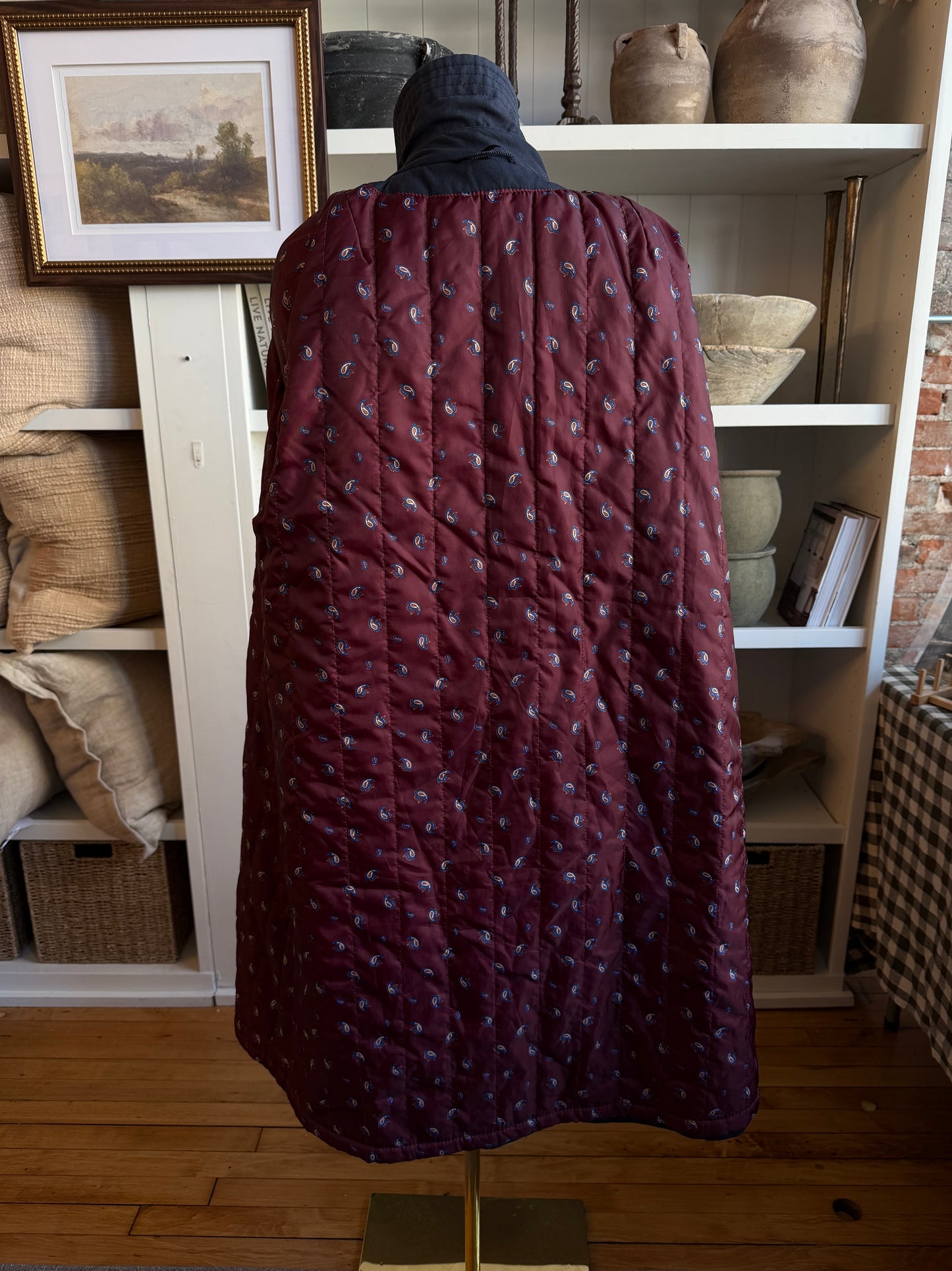 Vintage navy A line coat with insulation. Sourced in Paris