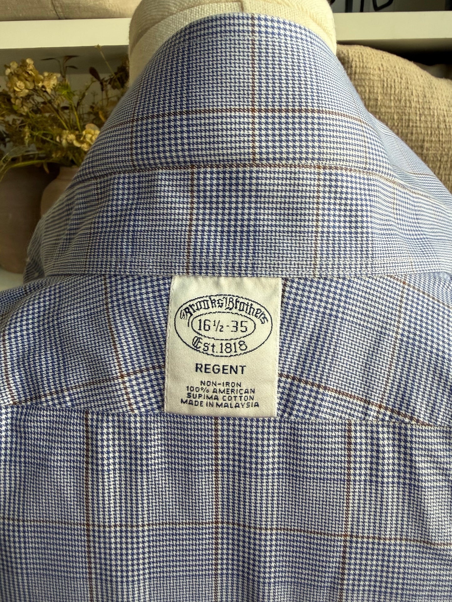 90s Brooks Brothers blue plaid poplin button down