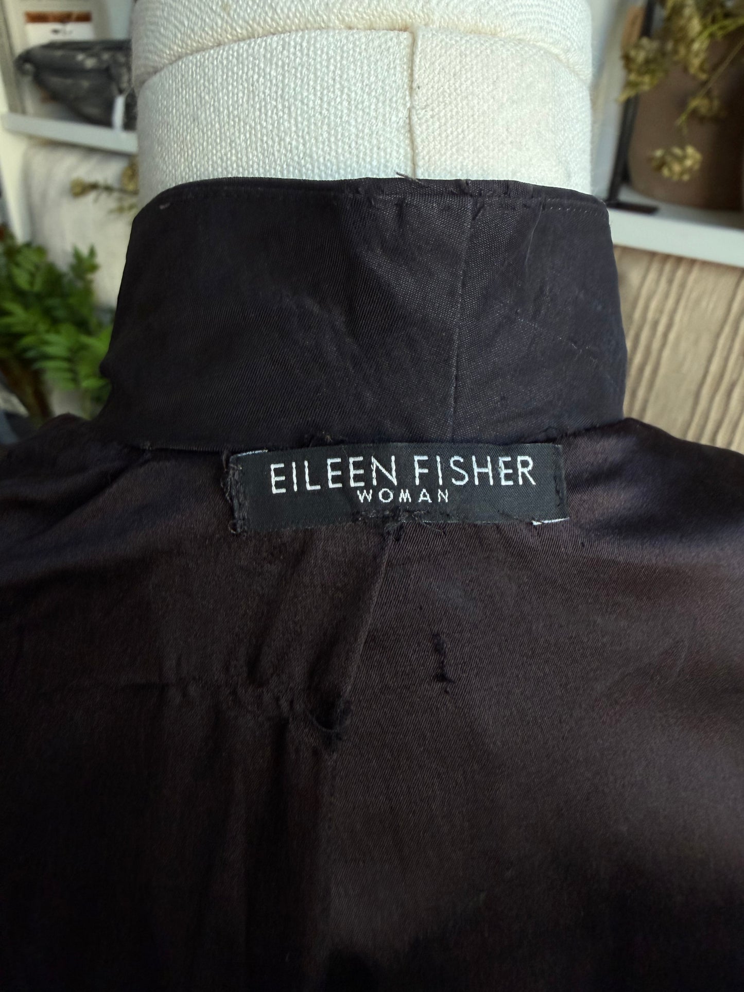 00s Eileen Fisher black silk lined blazer