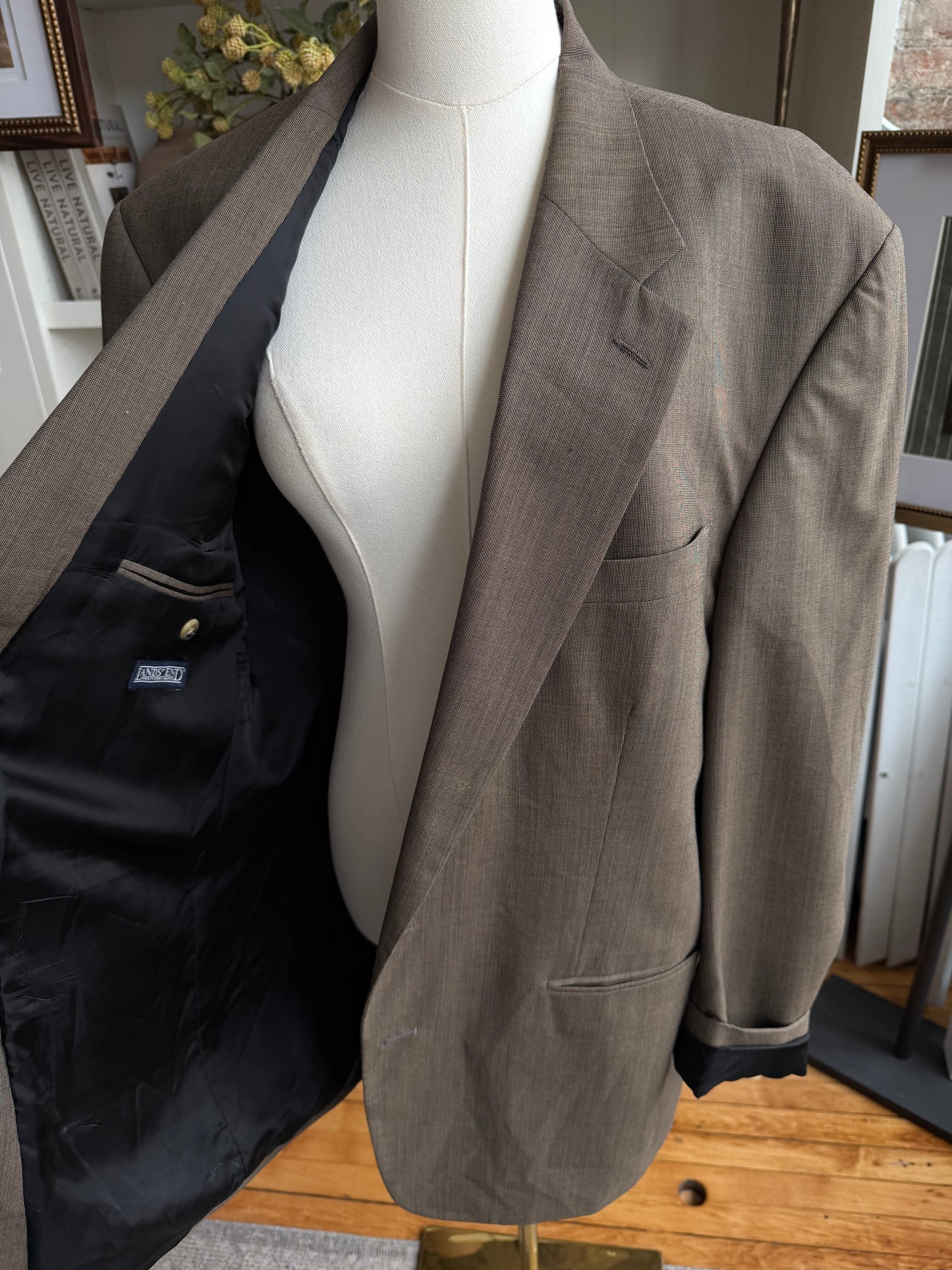 80s Lands End lightweight wool blazer. Made in USA