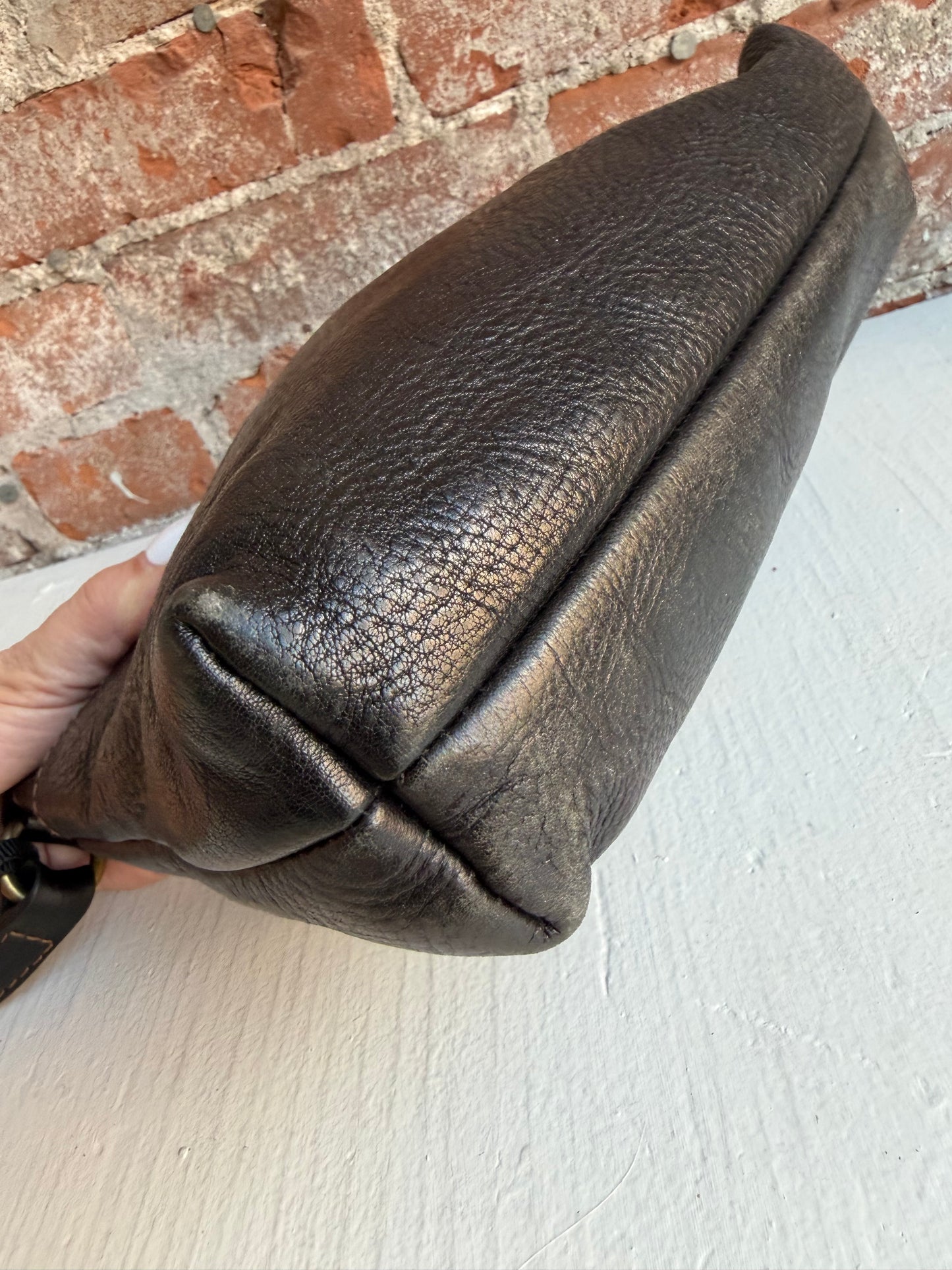 90s Lauren by Ralph Lauren black pebbled leather crossbody