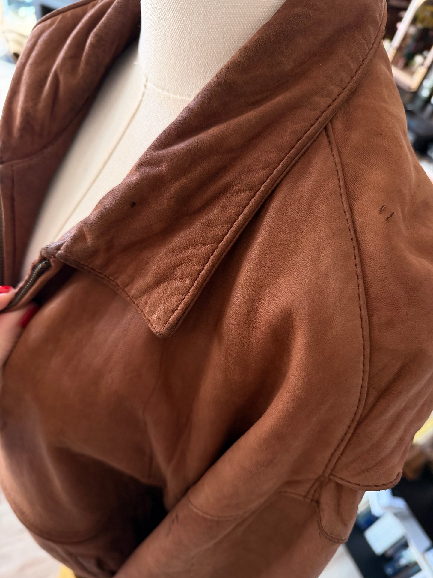 90s Banana Republic Leather Bomber. Made in Korea