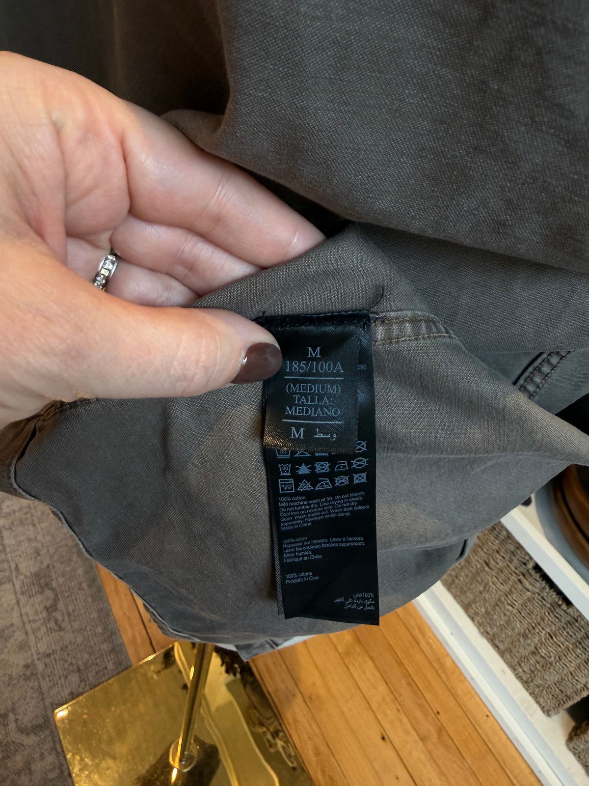 All Saints Spotter cotton over shirt in cargo green. Size medium