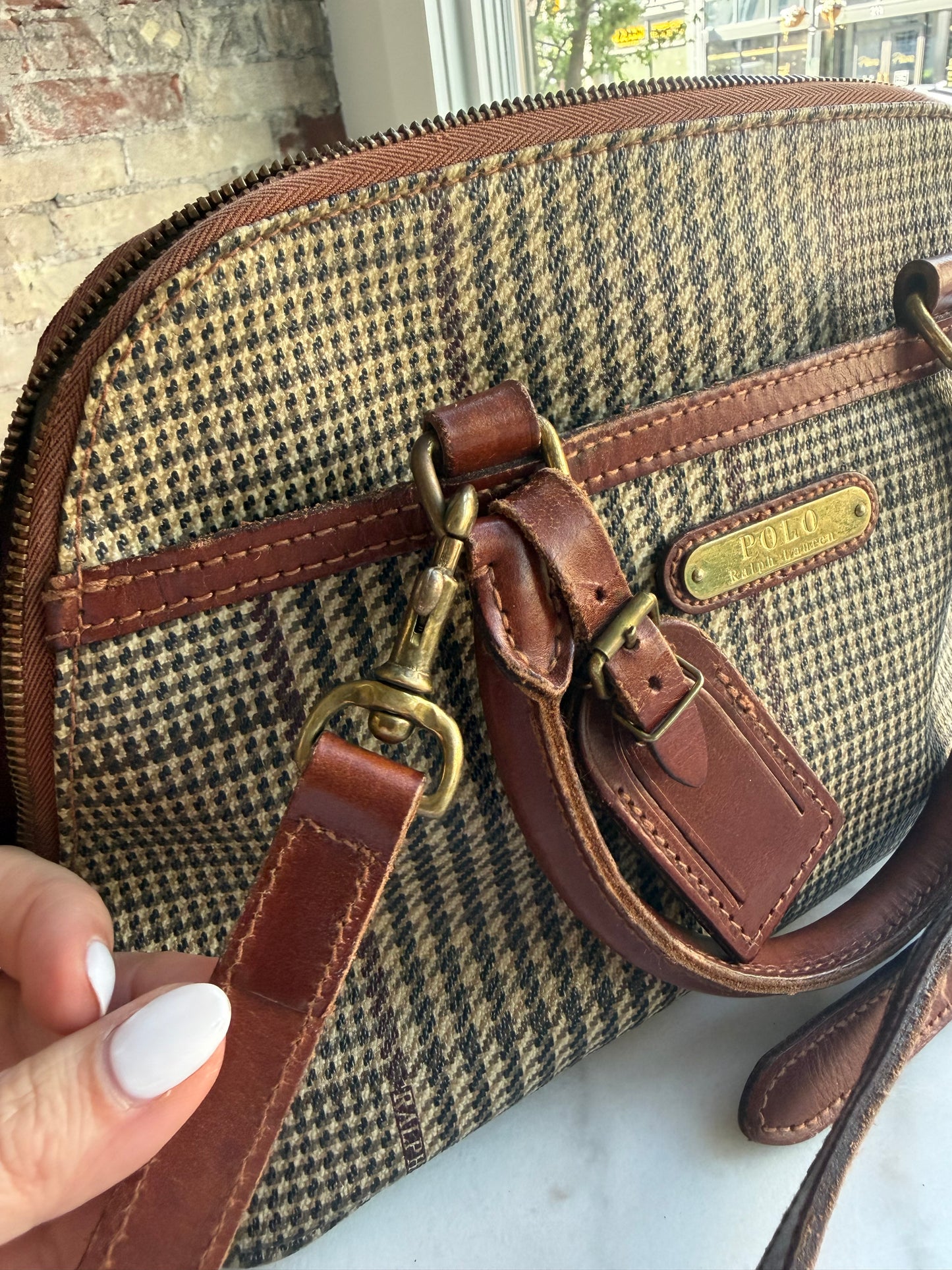 90s Ralph Lauren satchel with removable leather crossbody strap