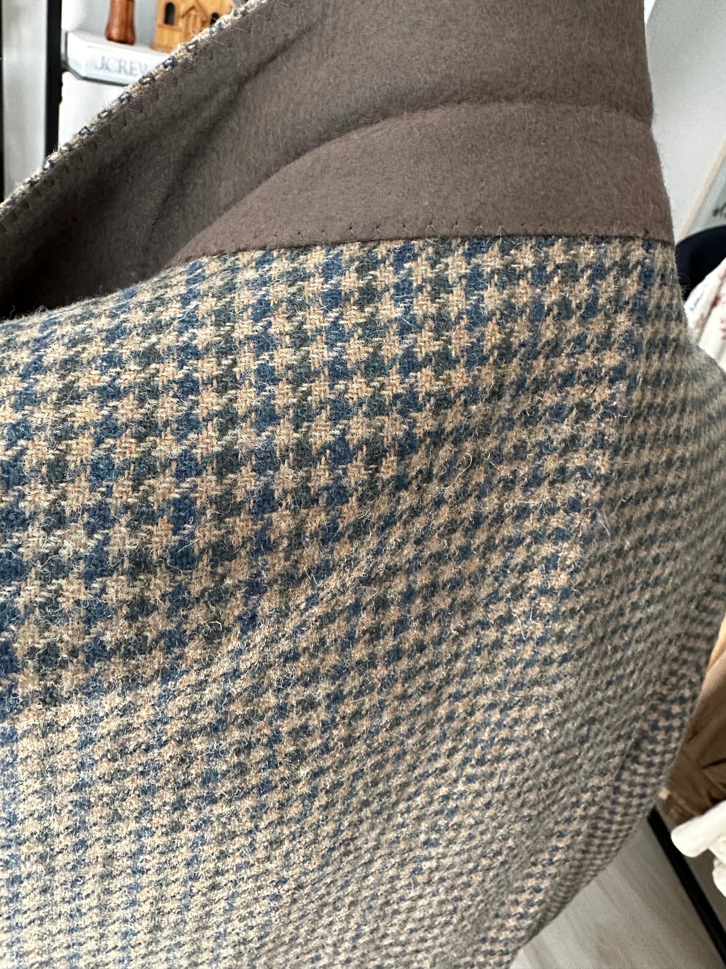 80s/90s Stafford green/navy houndstooth wool blazer. Made in the USA. New with tags