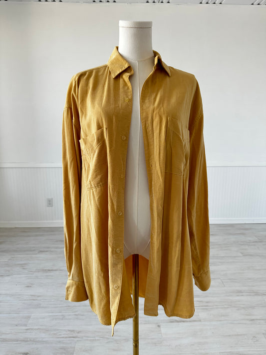 90s Tianello yellow Tencel button down. Made in USA