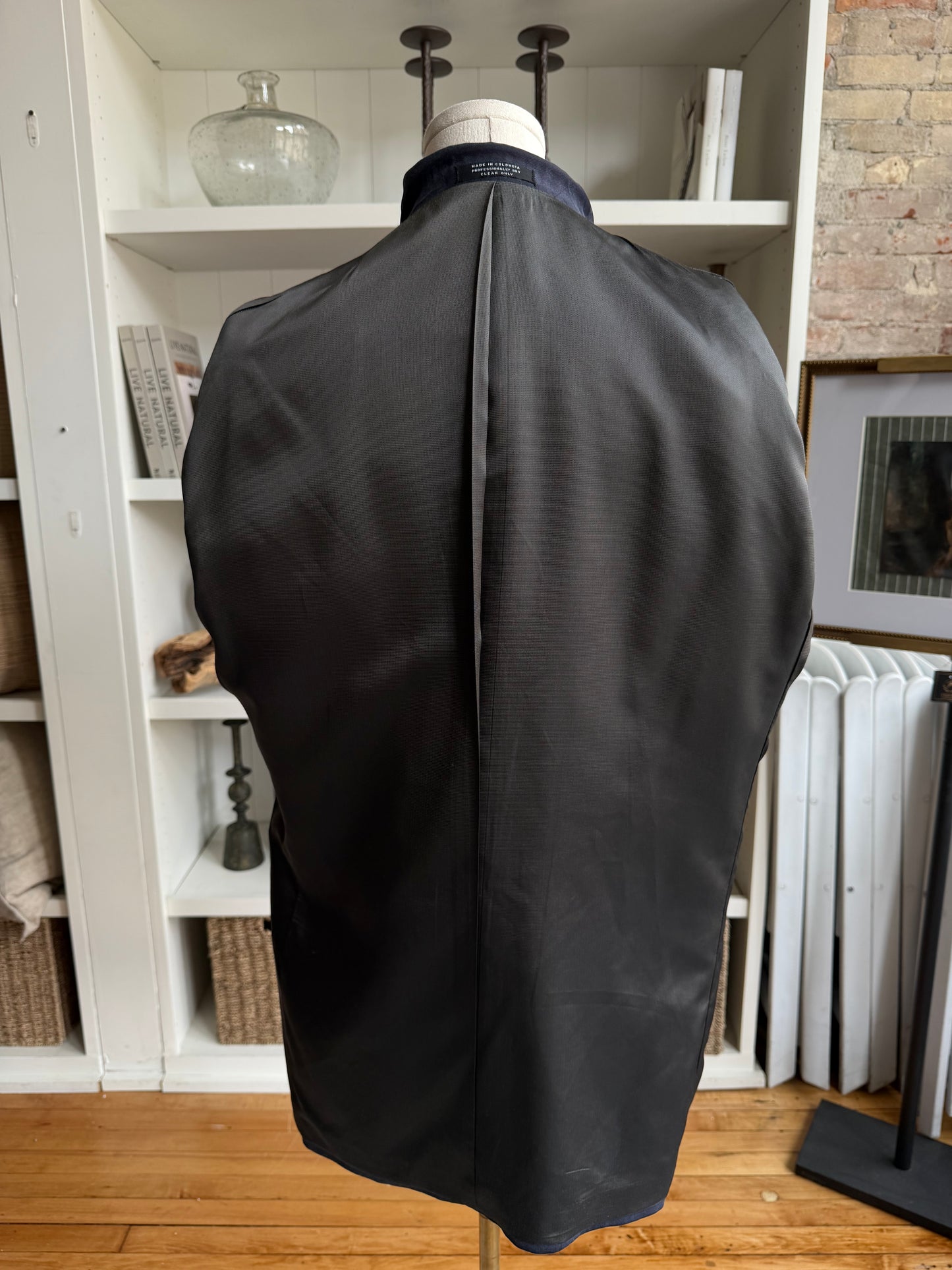 90s Oscar de la Renta Tencel Lyocell navy blazer