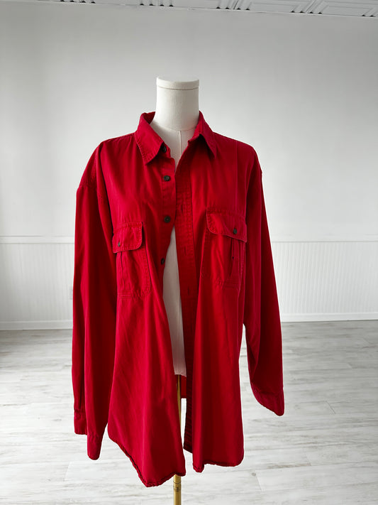 90s JCrew red brushed cotton button down