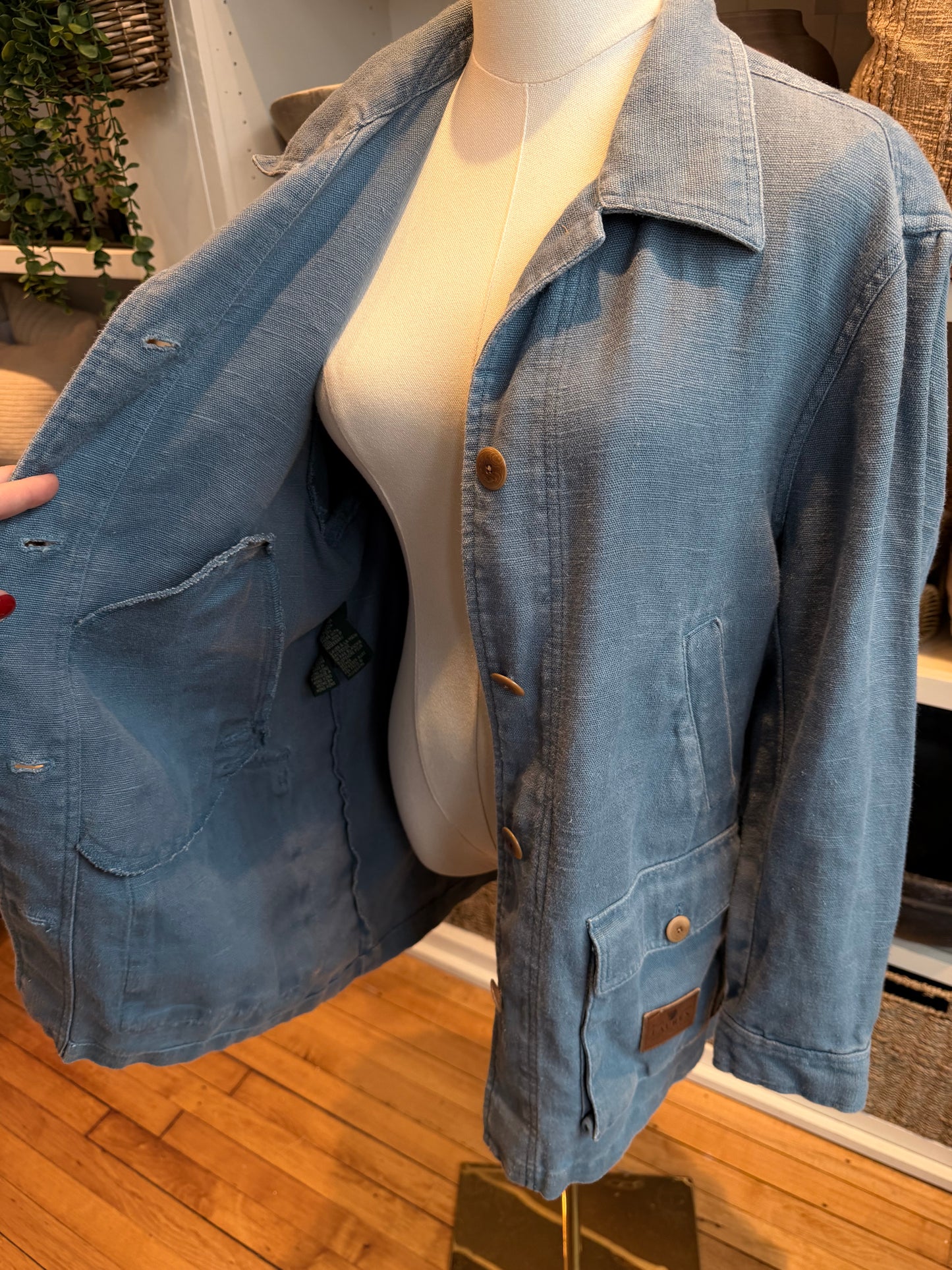 90s Lauren Ralph Lauren linen barn coat. Made in Hong Kong