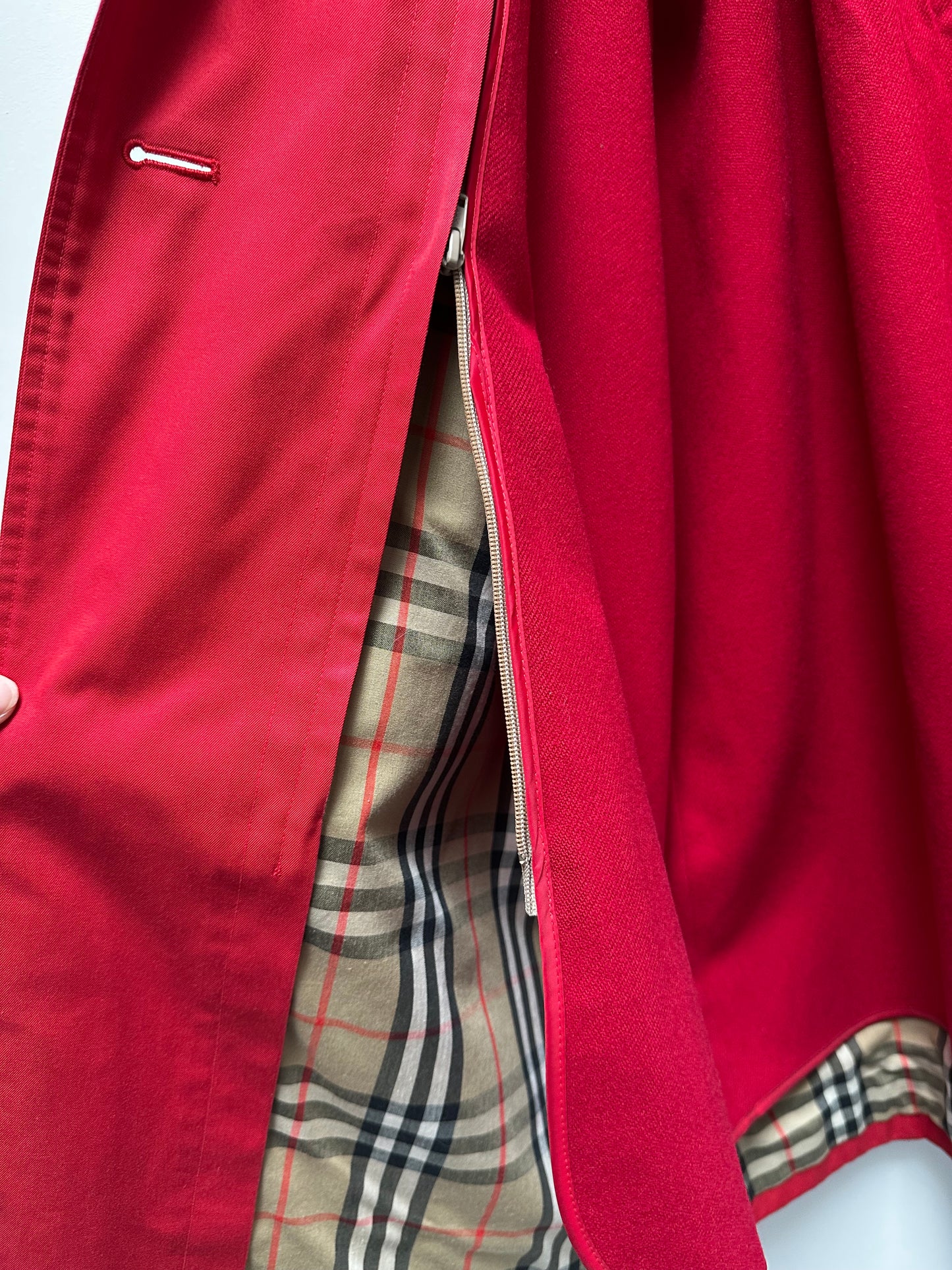 Vintage Red Burberry double breasted trench with removable wool lining