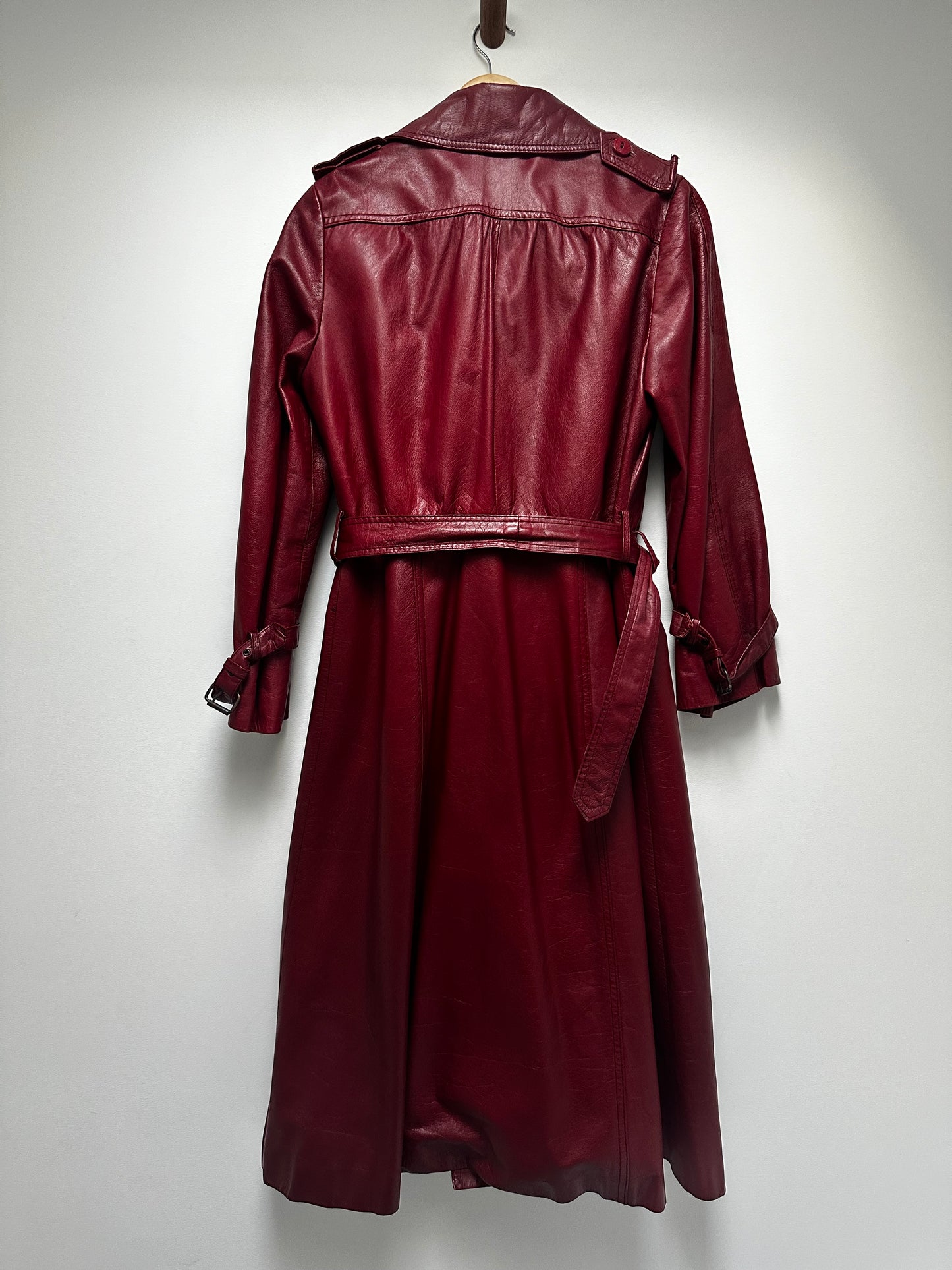 Vintage red leather trench