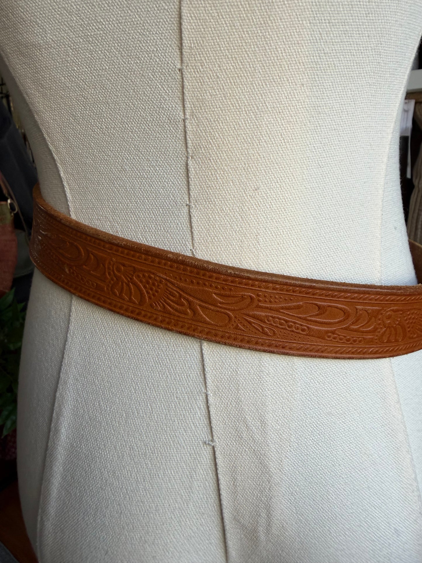 80s Ralph Lauren tooled leather western belt