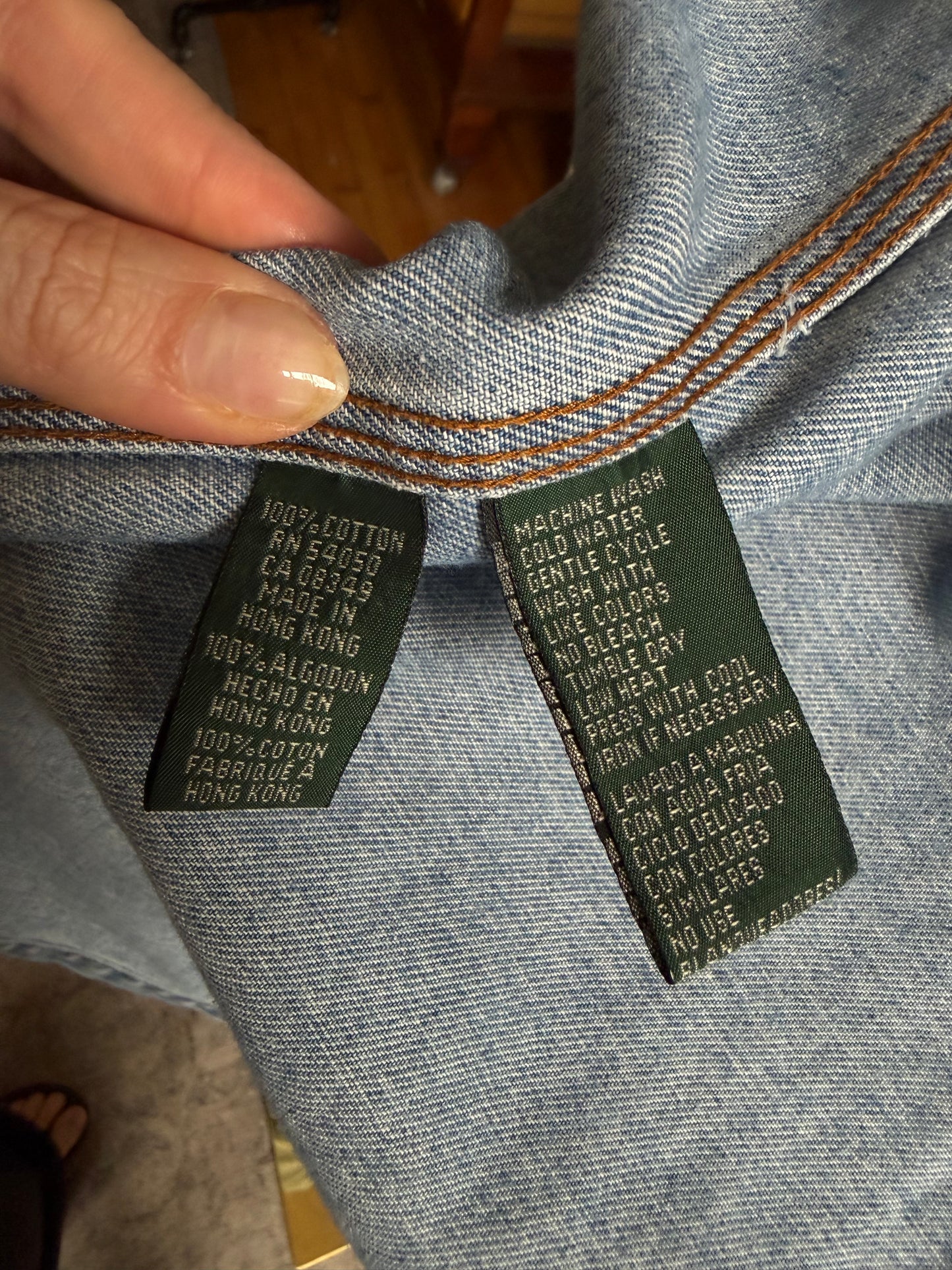 90s Lauren Jeans Co denim chore coat. Made in Hong Kong. Fits XXS-S