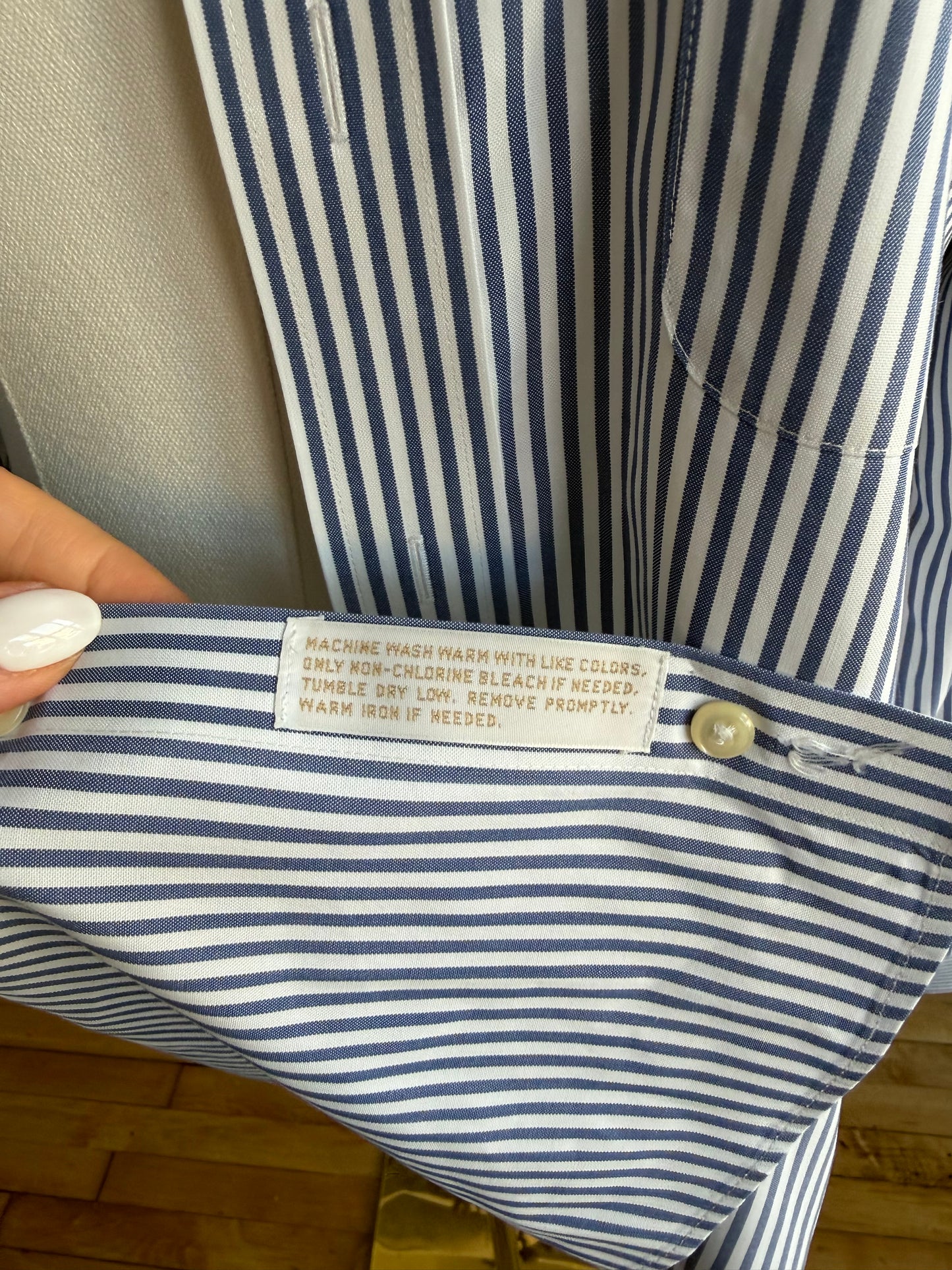 90s Nordstrom blue and white striped poplin button down