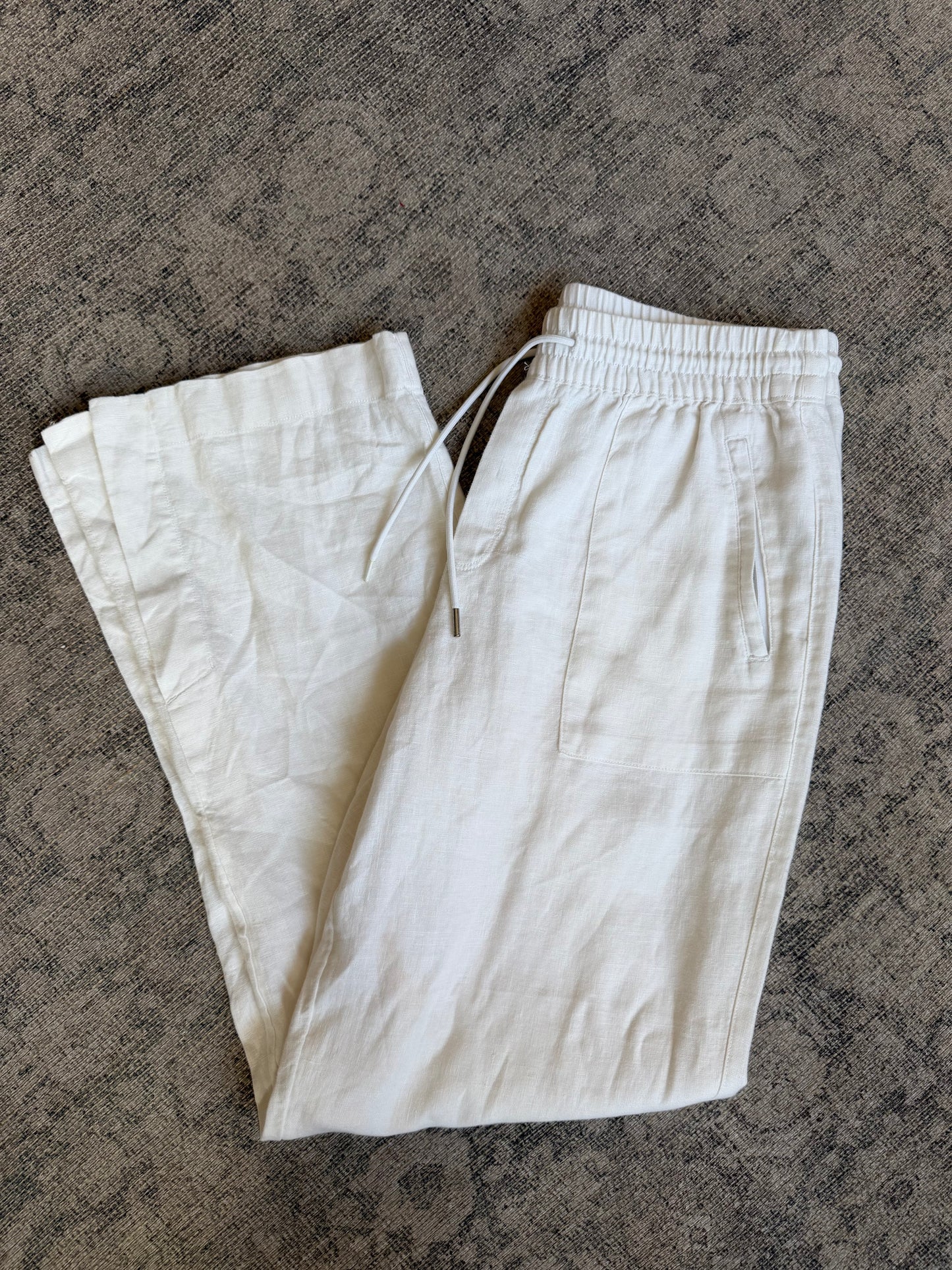Athleta Retreat Linen high rise wide leg pant in white. Size 10Tall. Never worn